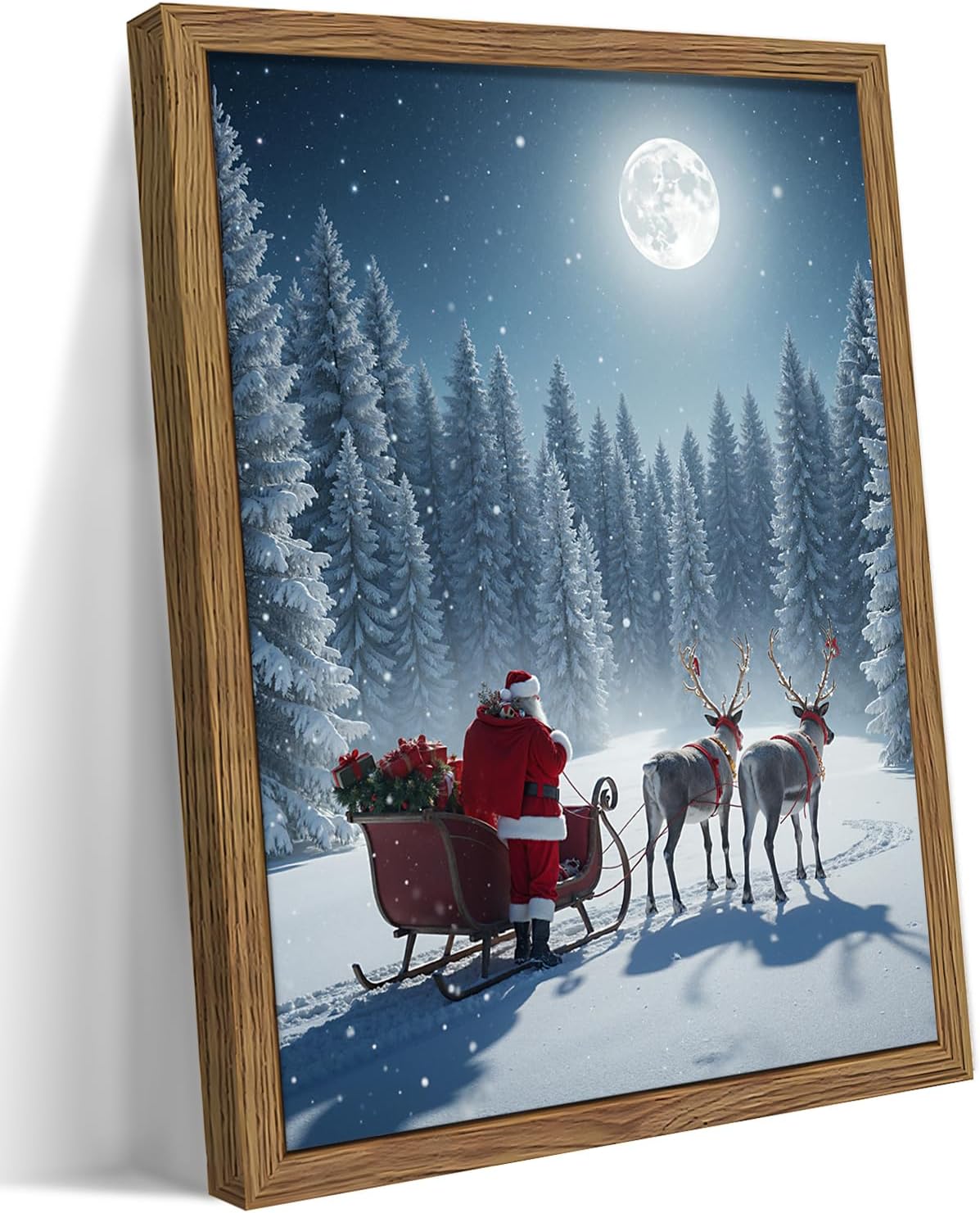 Framed Black Canvas Wall Art — 16" — Night Sky Christmas