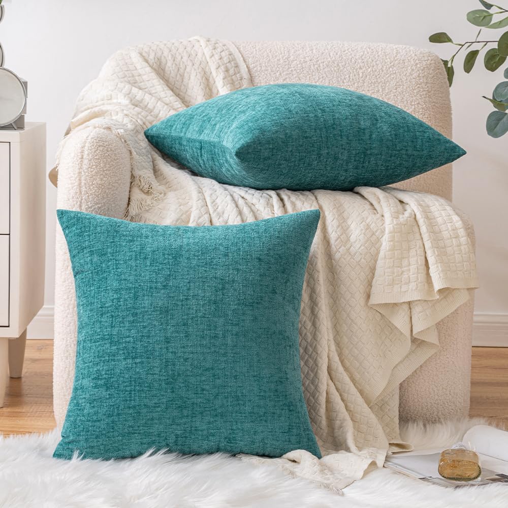Chenille Boho Beige Throw Pillow Cover — 18" - View 6
