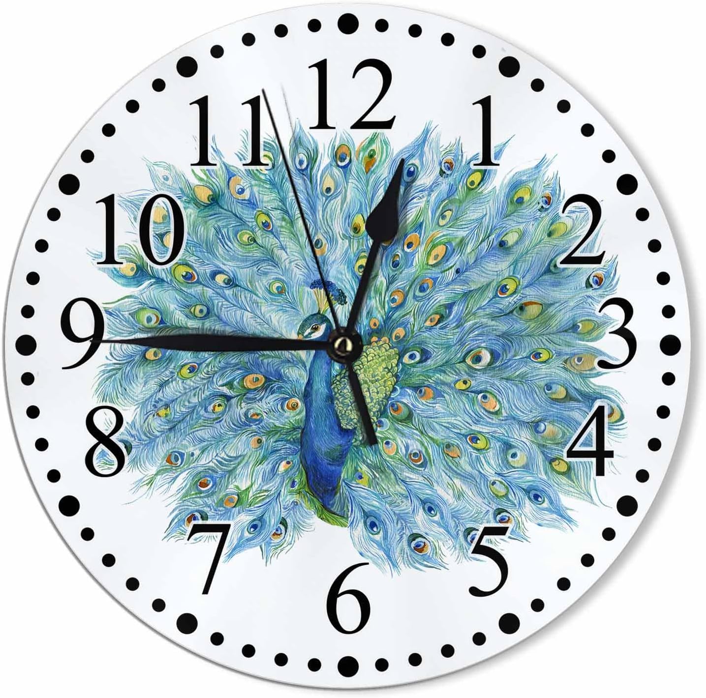 Battery Operated Modern Green Wall Clock — 10" — 10 Inch