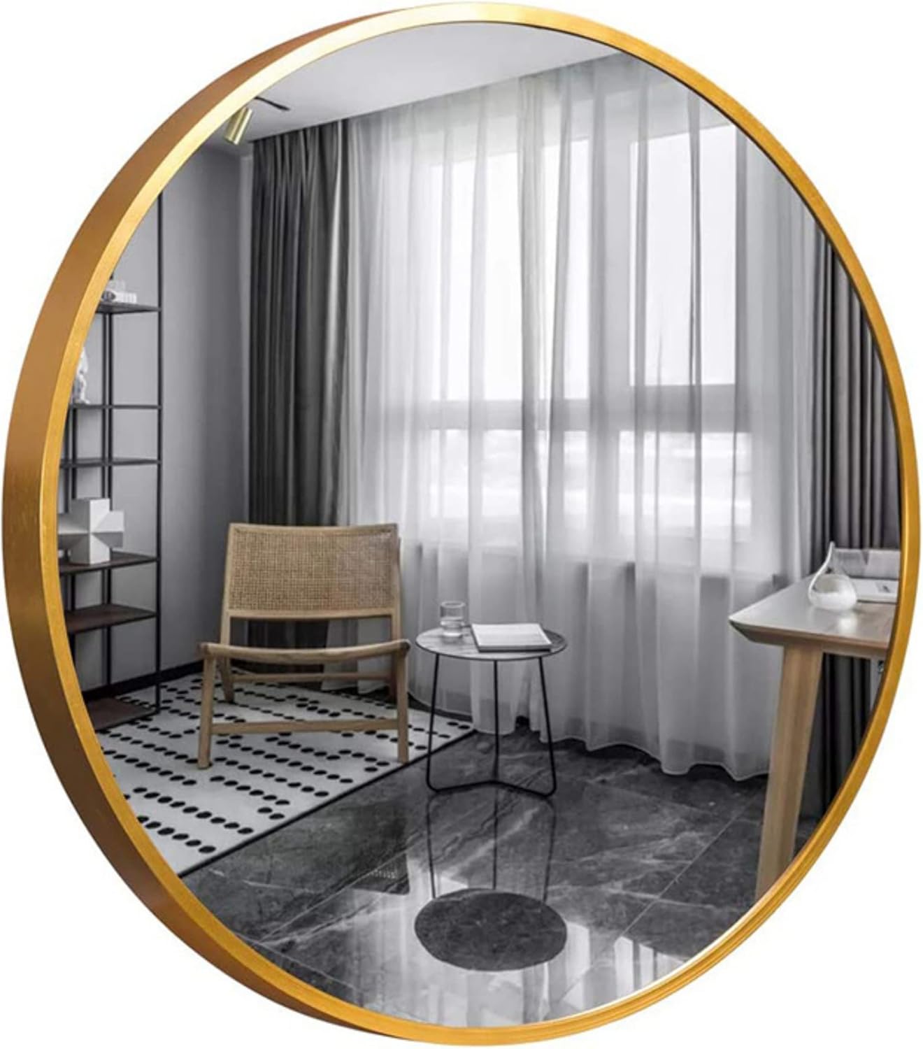 Luxe Black Wall Mirror — 33.2" — Gold