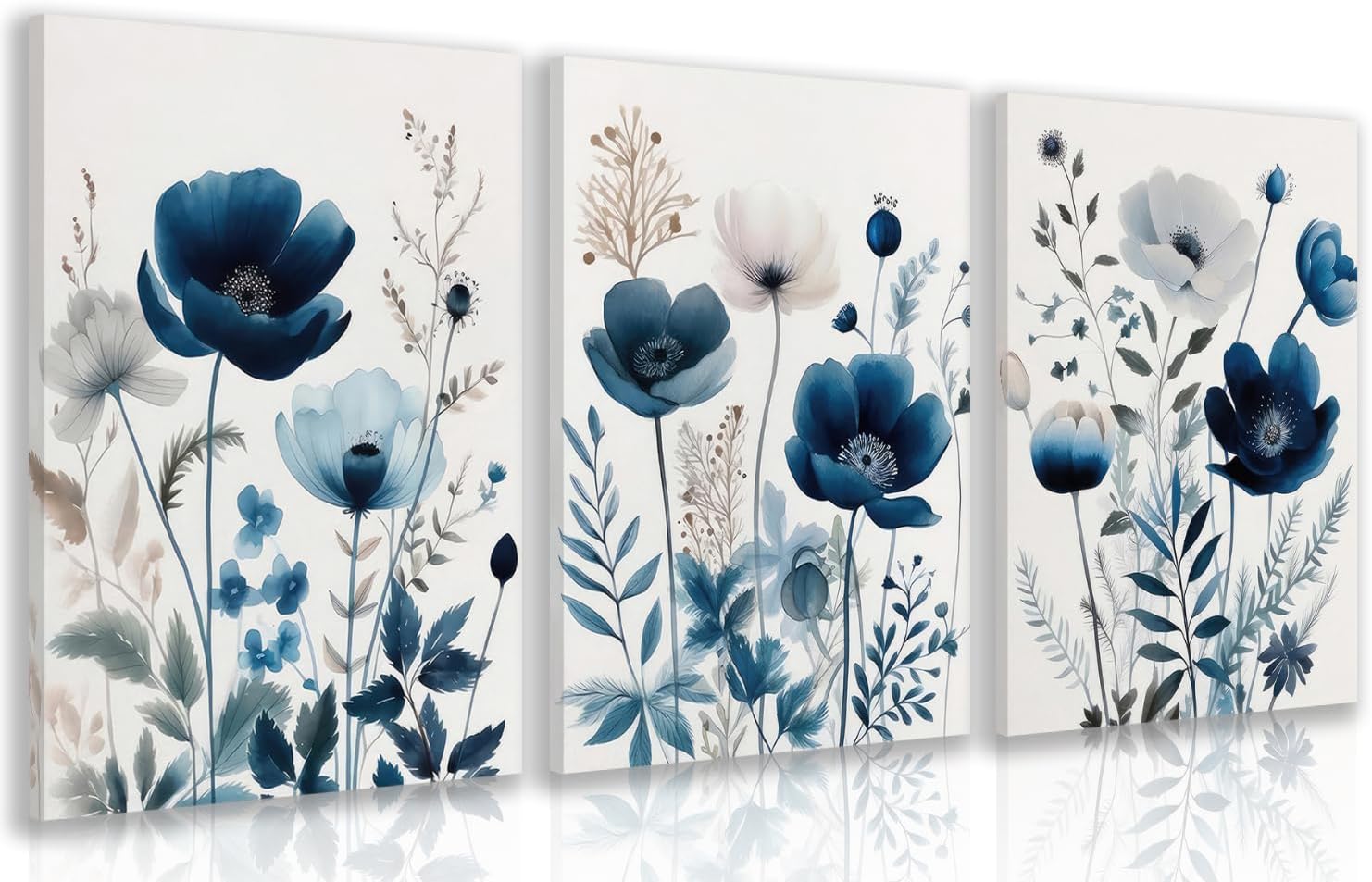 Framed Modern Blue Wall Decor — 16" — NavyBlue