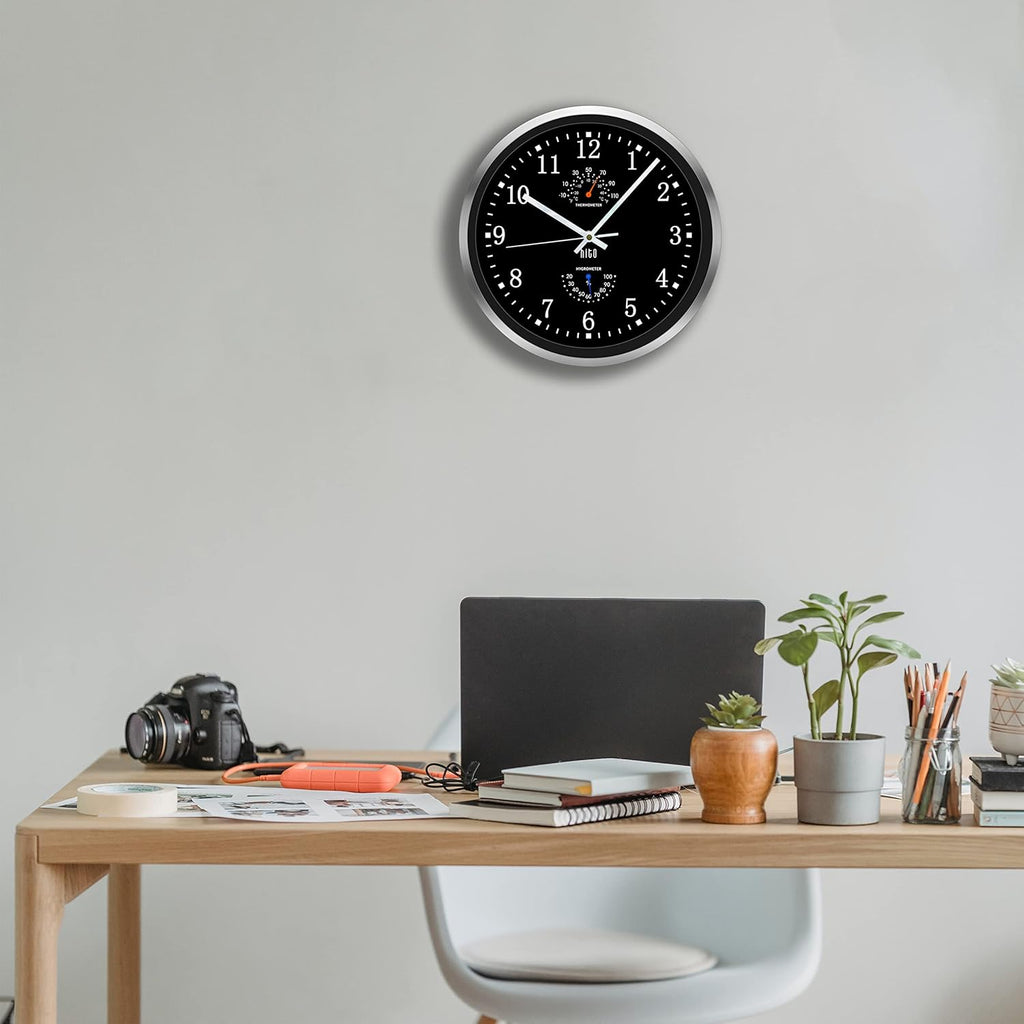 Battery Operated Black Wall Clock — 14" - View 7