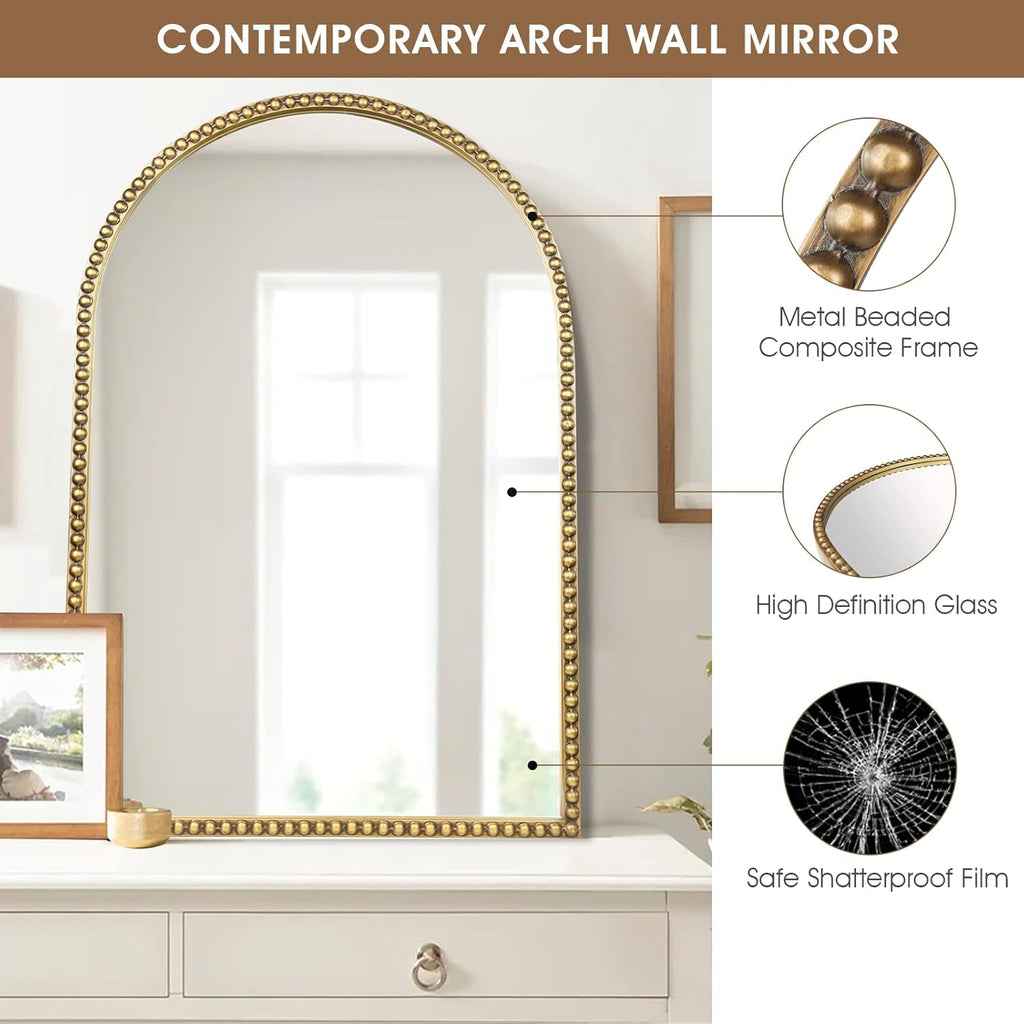 Antique Farmhouse Beige Wall Mirror — 30" - View 3