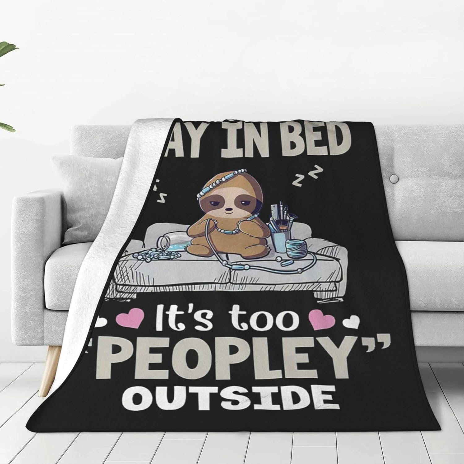 Black Throw Pillow — 50" — Funny Sloth