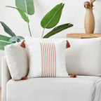 Chenille Boho Beige Throw Pillow Cover — 16" - View 5