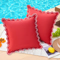 Embroidered Black Pillow Cover — 20" — Red Scalloped Pillow Covers 18x18