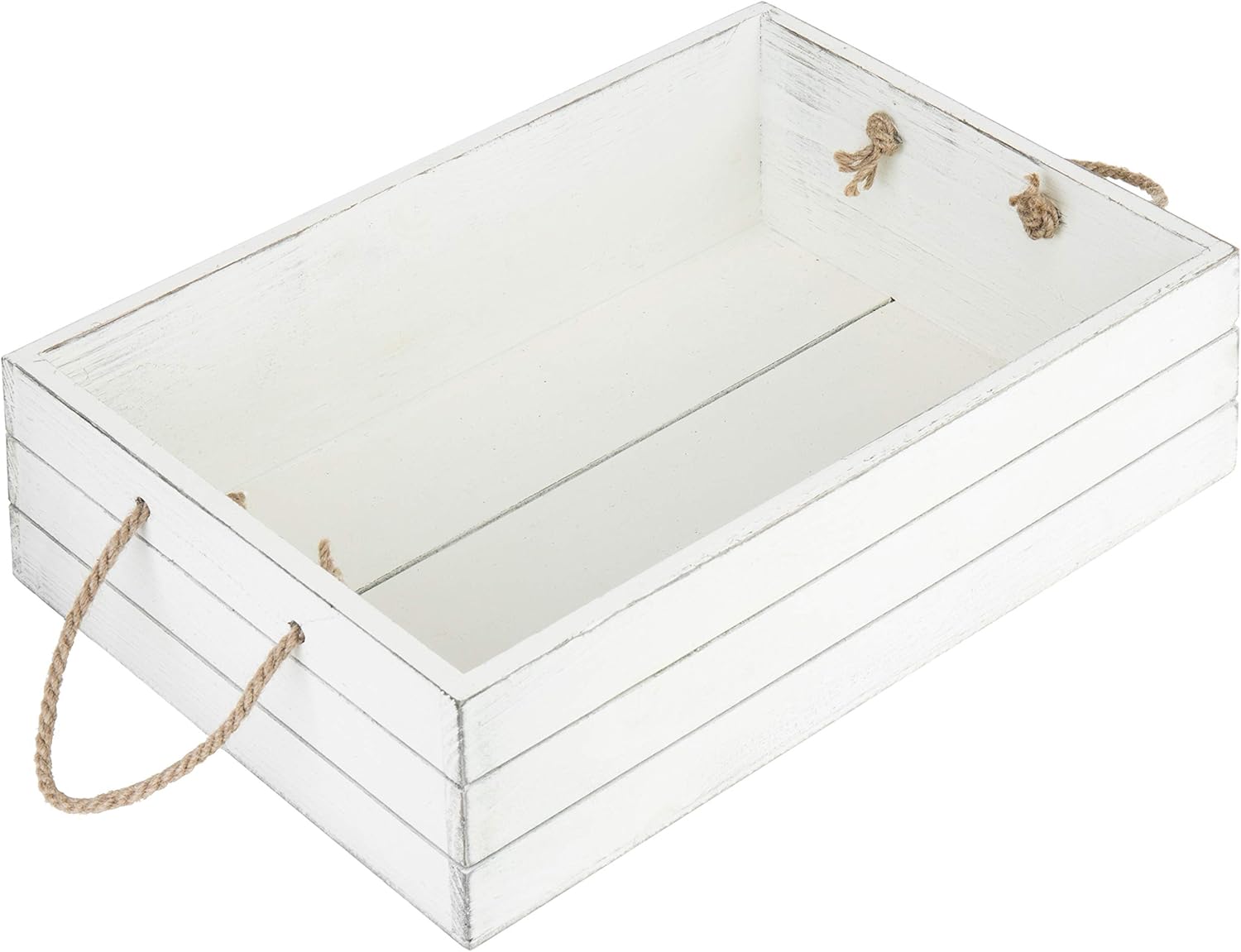 Farmhouse Brown Storage Basket — 13" — Vintage White