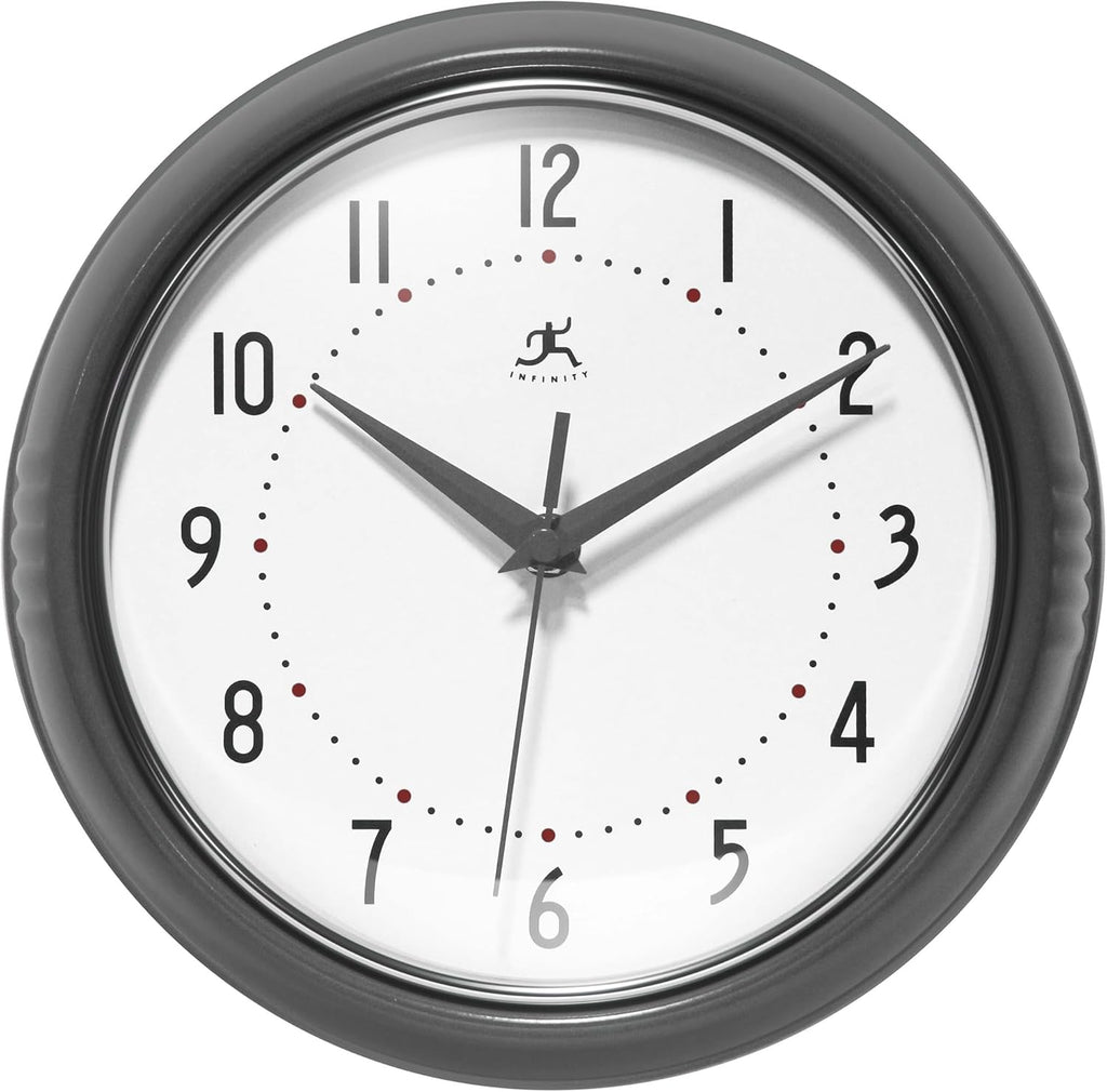 Mid-Century Black Wall Clock — 9" — 9.5 Inch