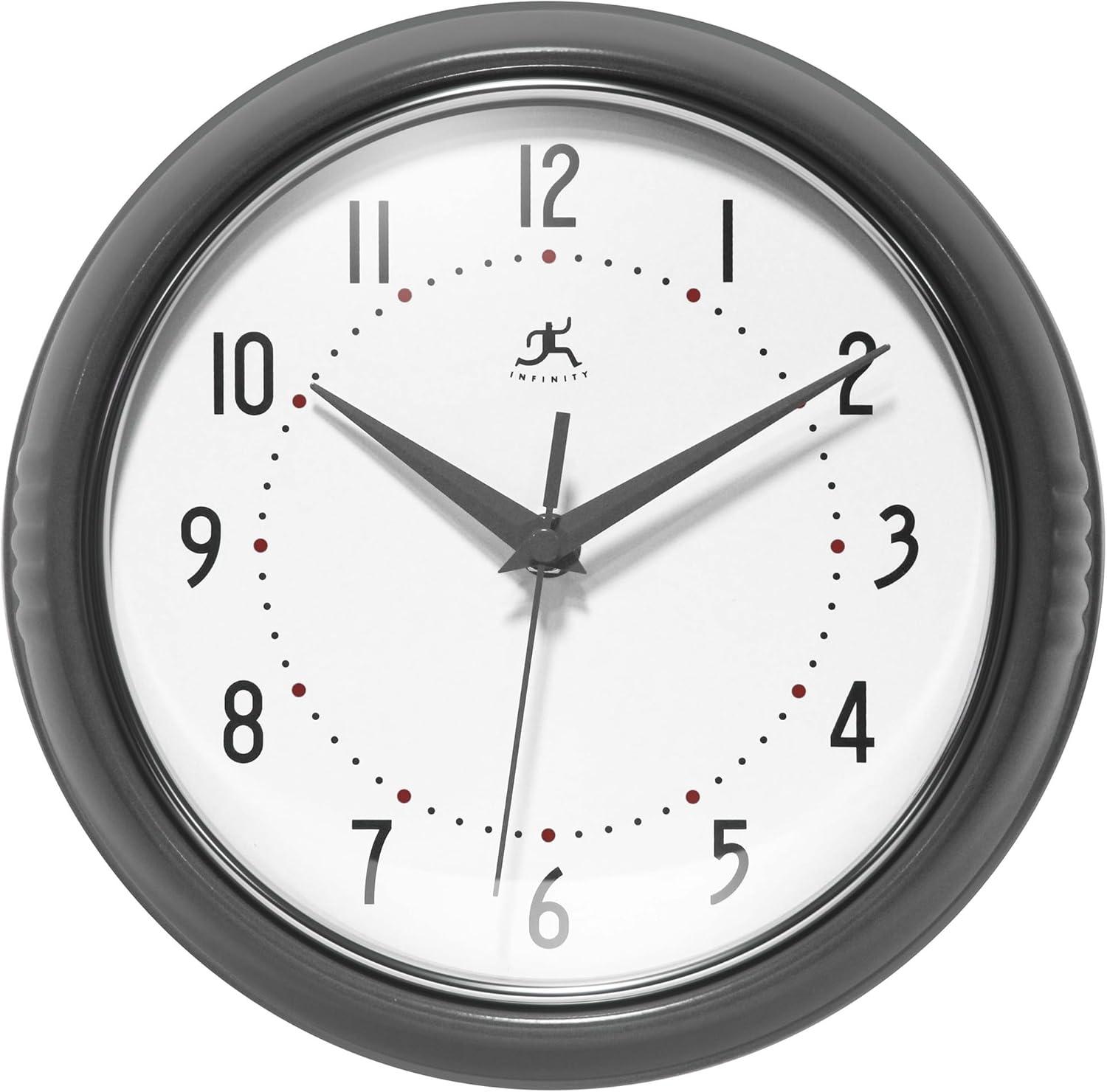 Mid-Century Black Wall Clock — 9" — 9.5 Inch