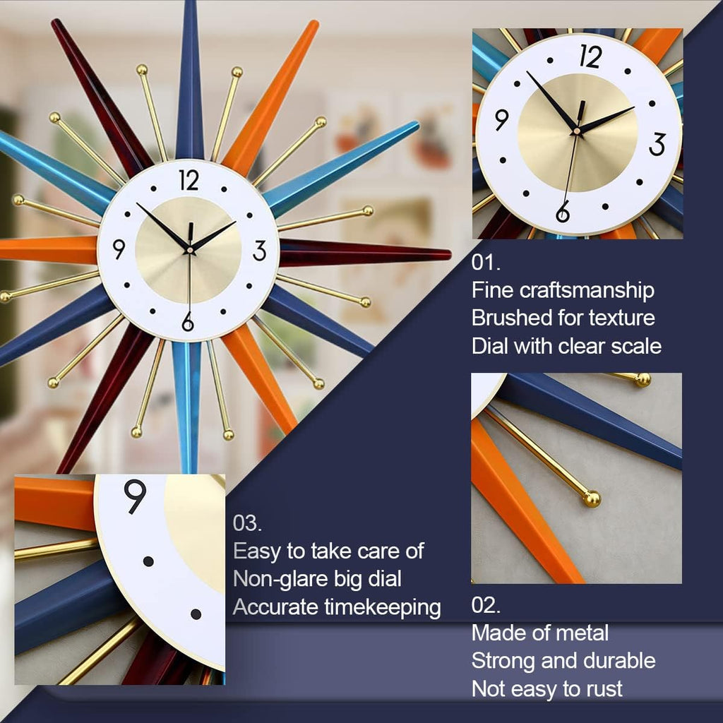 Battery Operated Mid-Century Wall Clock — 22" - View 5