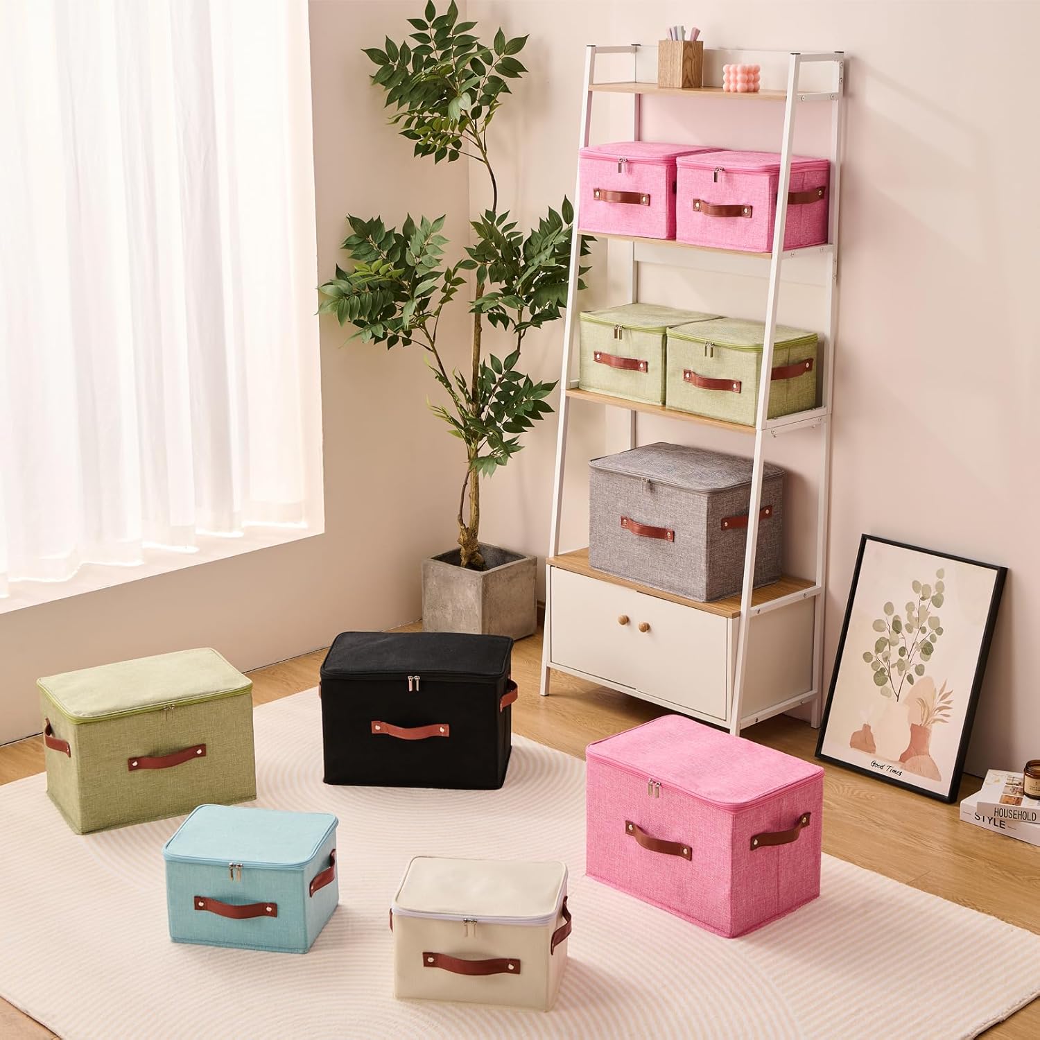 Linen Beige Storage Bin — Set of 1 - View 2