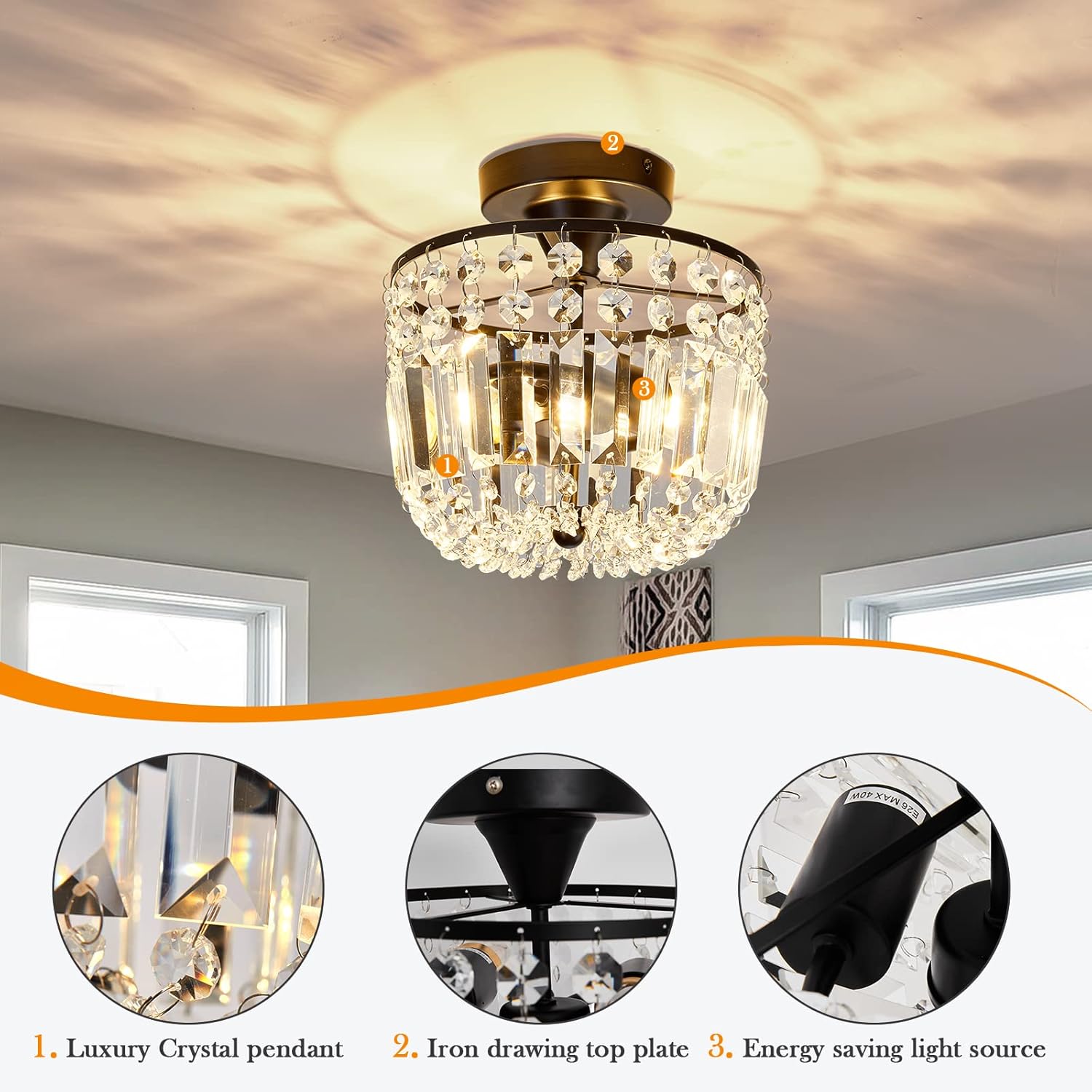 Luxe Glass Chandelier - View 3