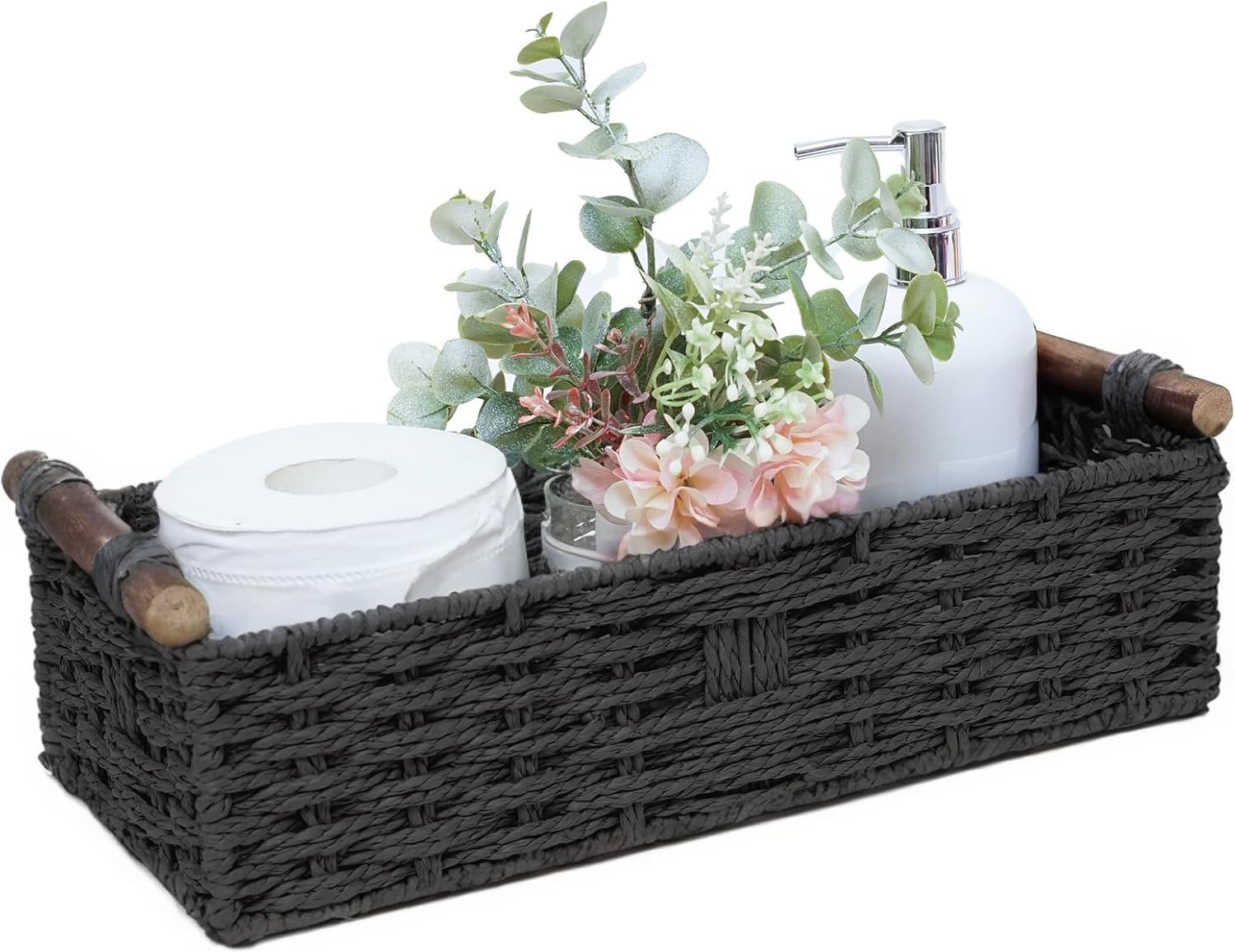 Beige Storage Bin — Black