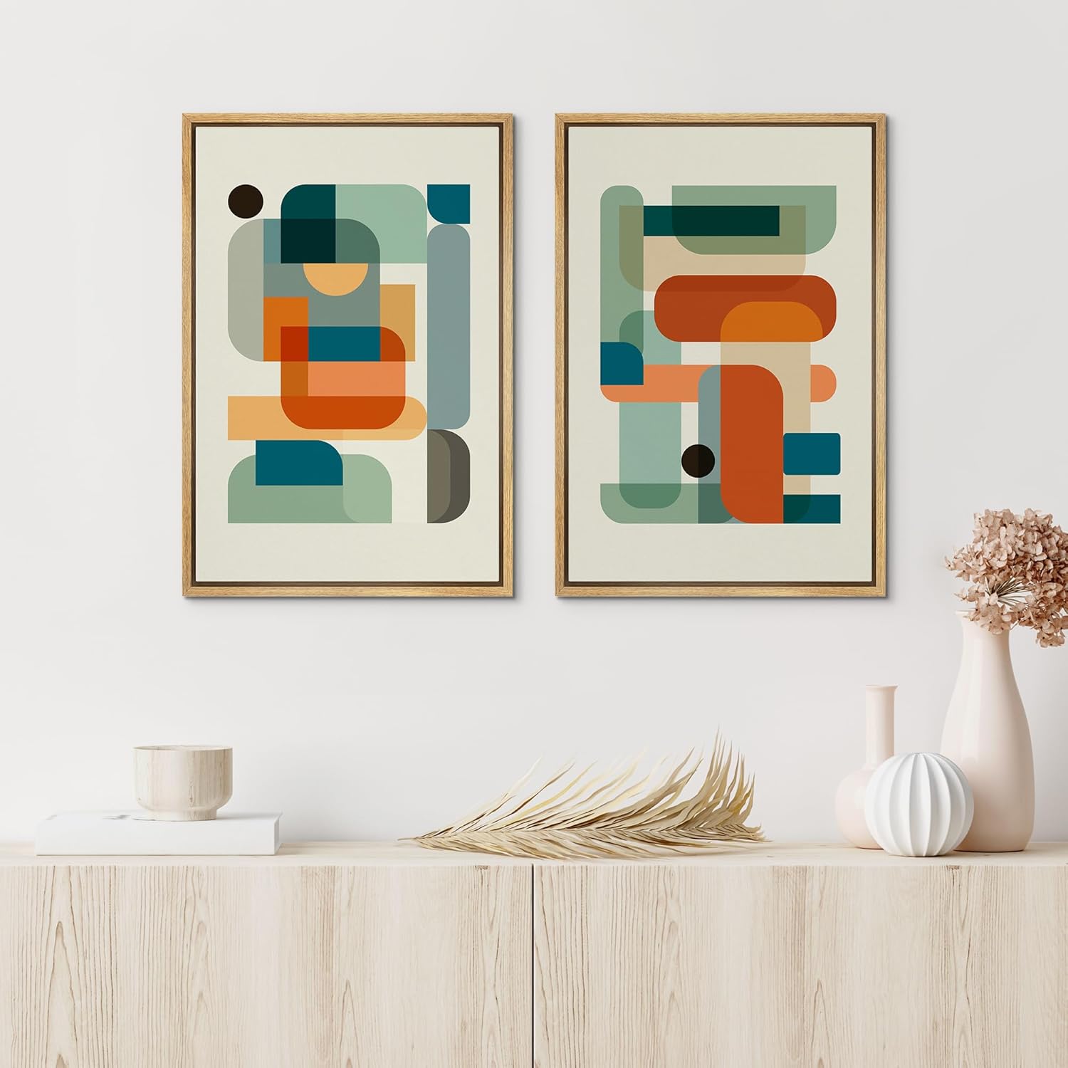 Framed Mid-Century Fabric Wall Art — 16" - View 2