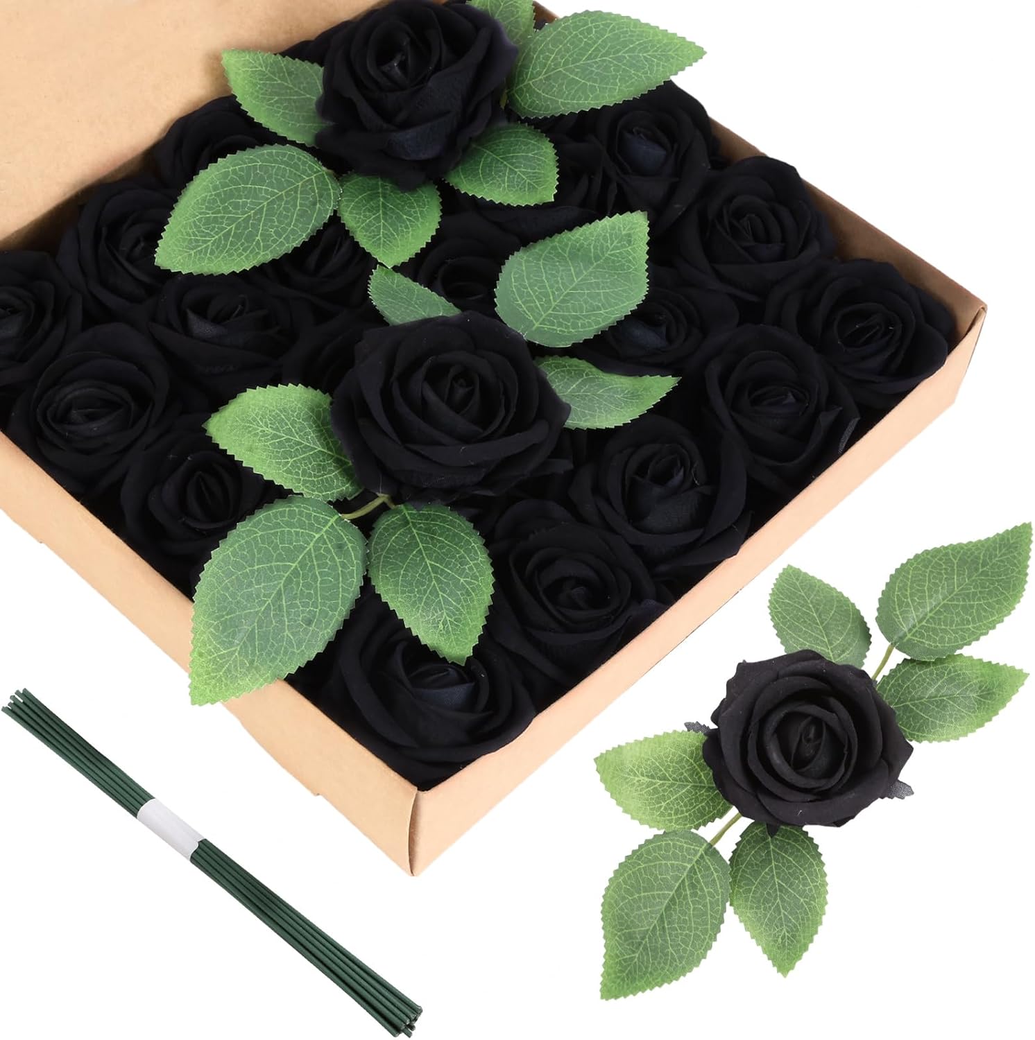 Velvet Luxe Black Artificial Flowers — Black