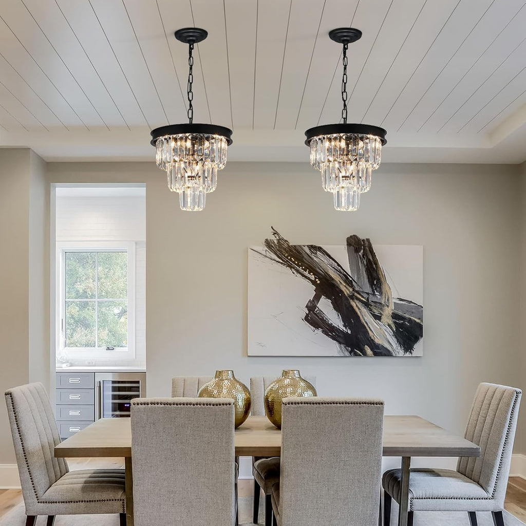 Luxe Black Chandelier — 12" - View 8