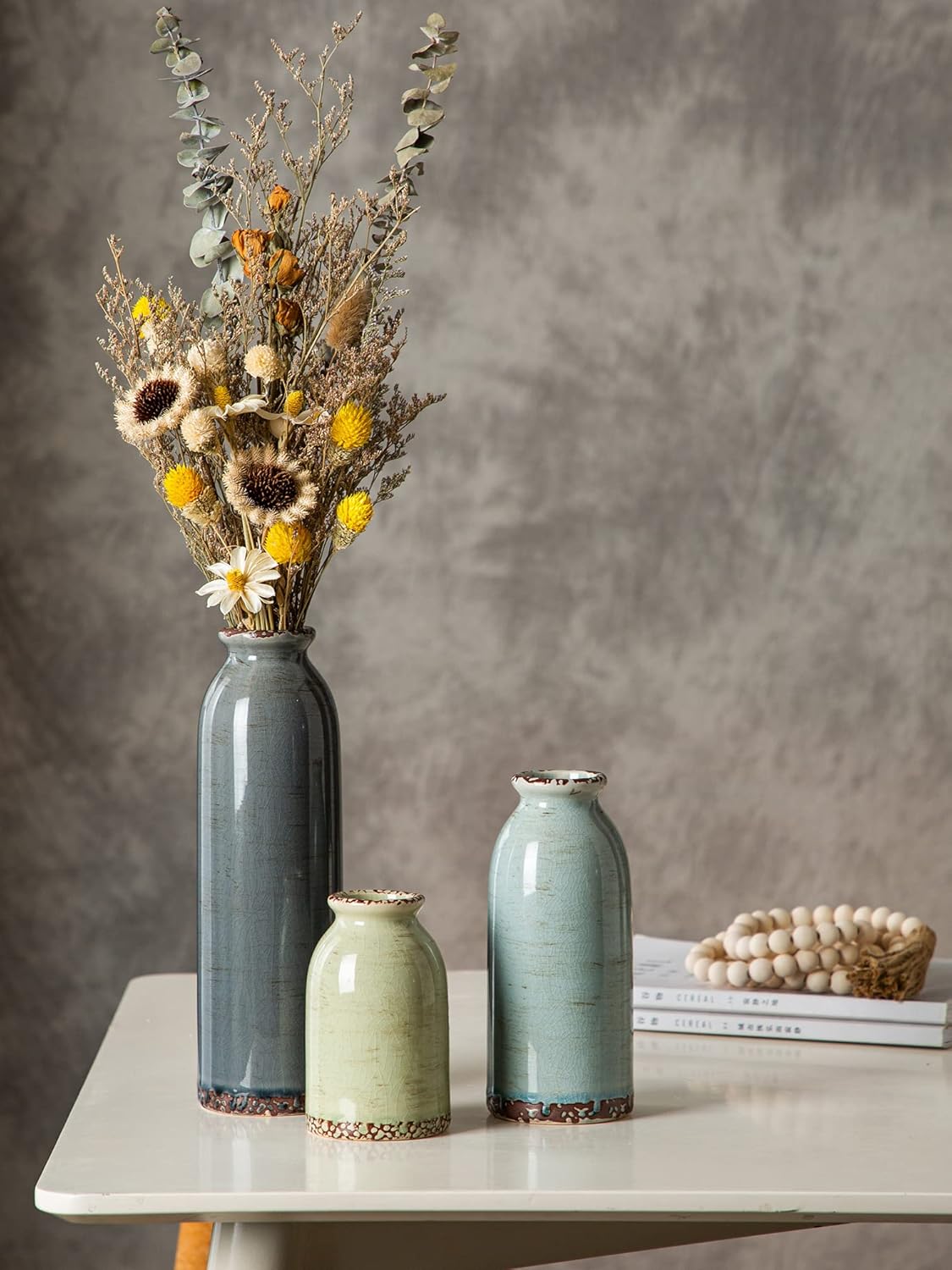 Farmhouse Blue Flower Vase — Set of 3 - View 4