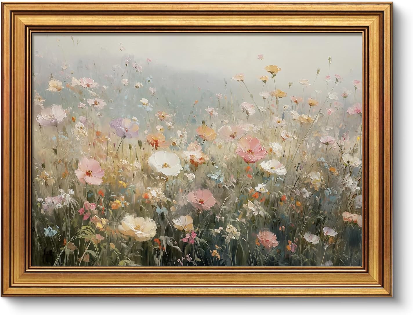 Framed Luxe Brown Canvas Wall Art — 16" — Morandi-Colored Flower