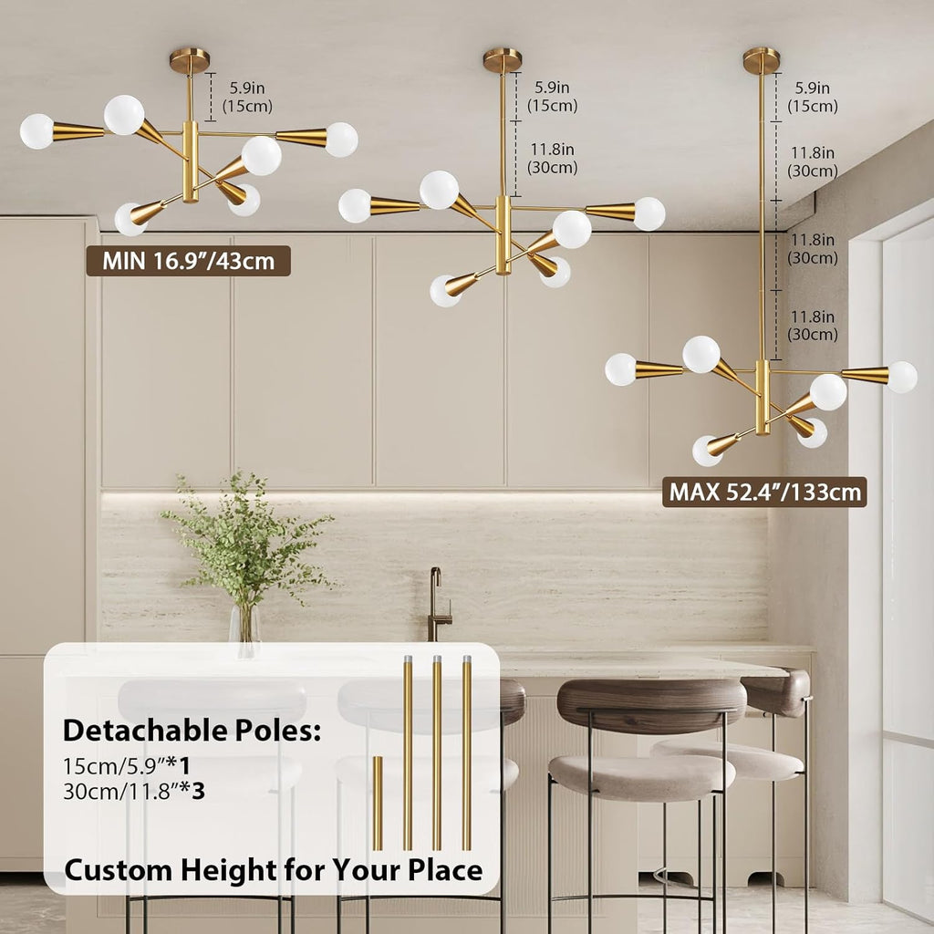 Adjustable Luxe Black Chandelier — 6-Light - View 5