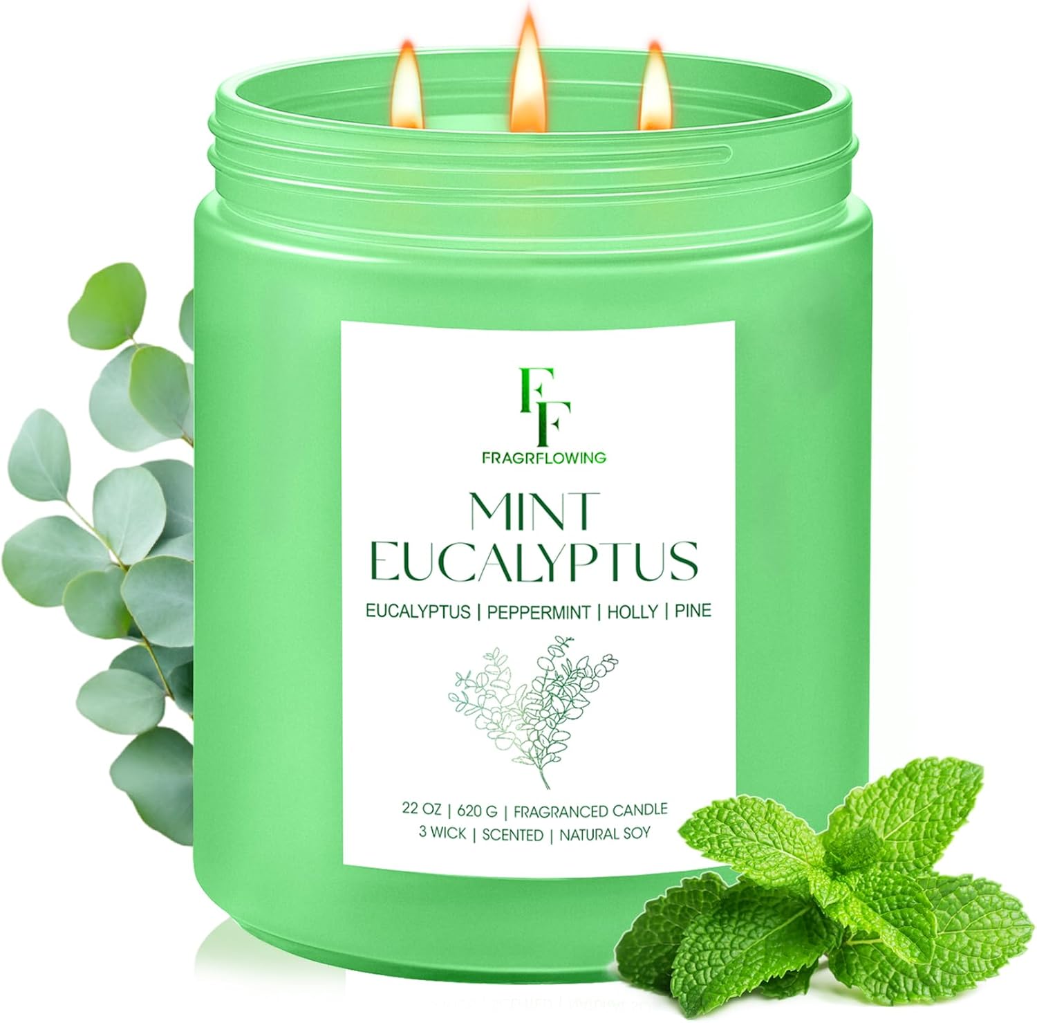 Soy Wax Scented Candle — Peppermint Eucalyptus