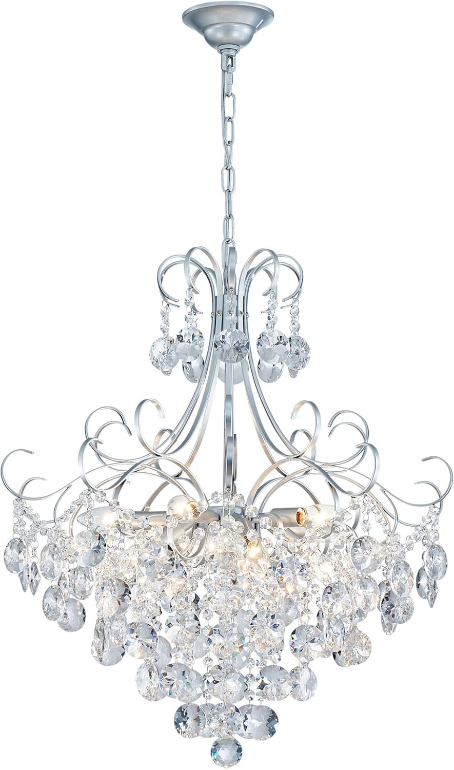 Adjustable Luxe Black Chandelier — 27" — Silver