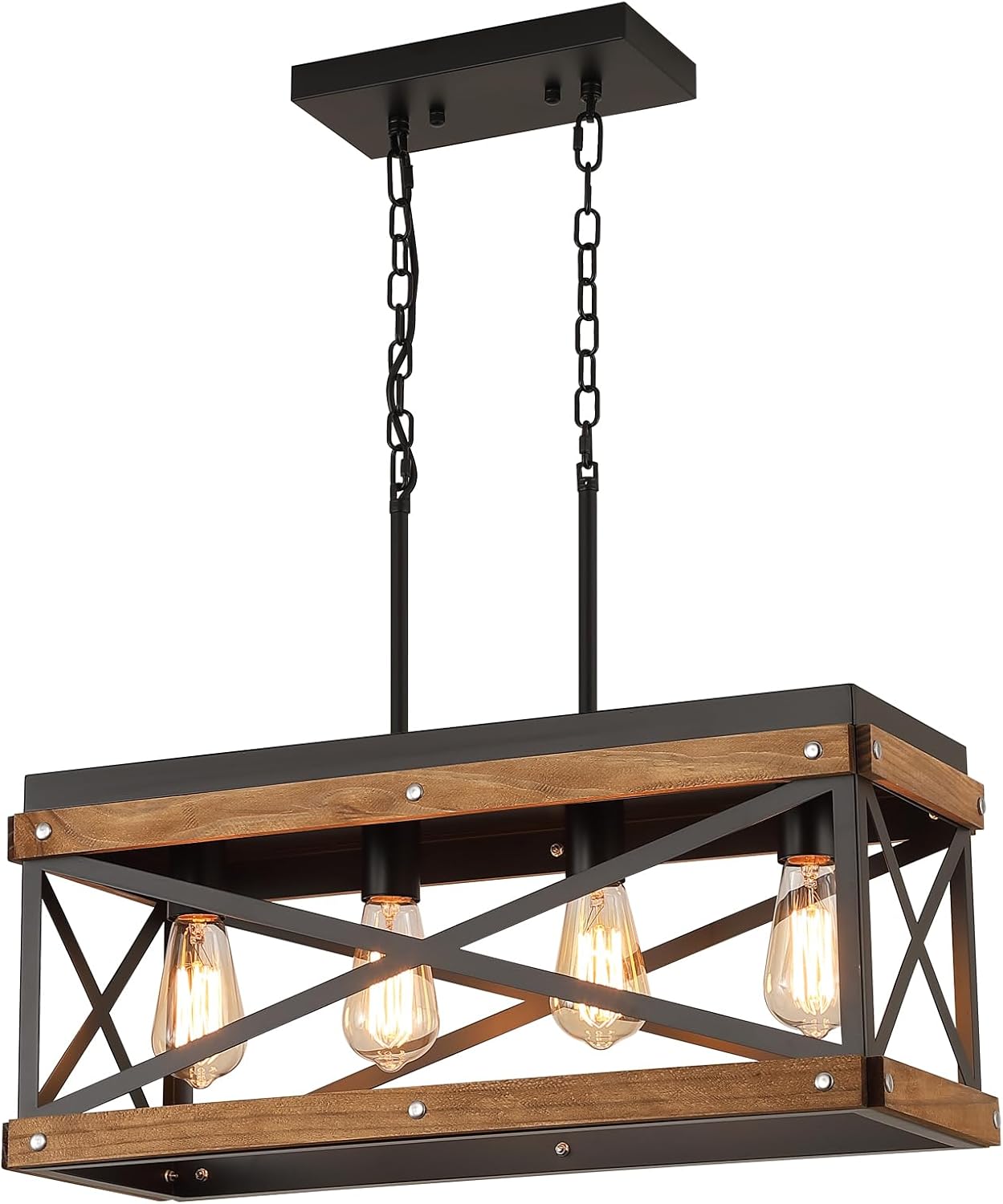 Adjustable Farmhouse Wood Candle — 1-Light — Large 4 Lights