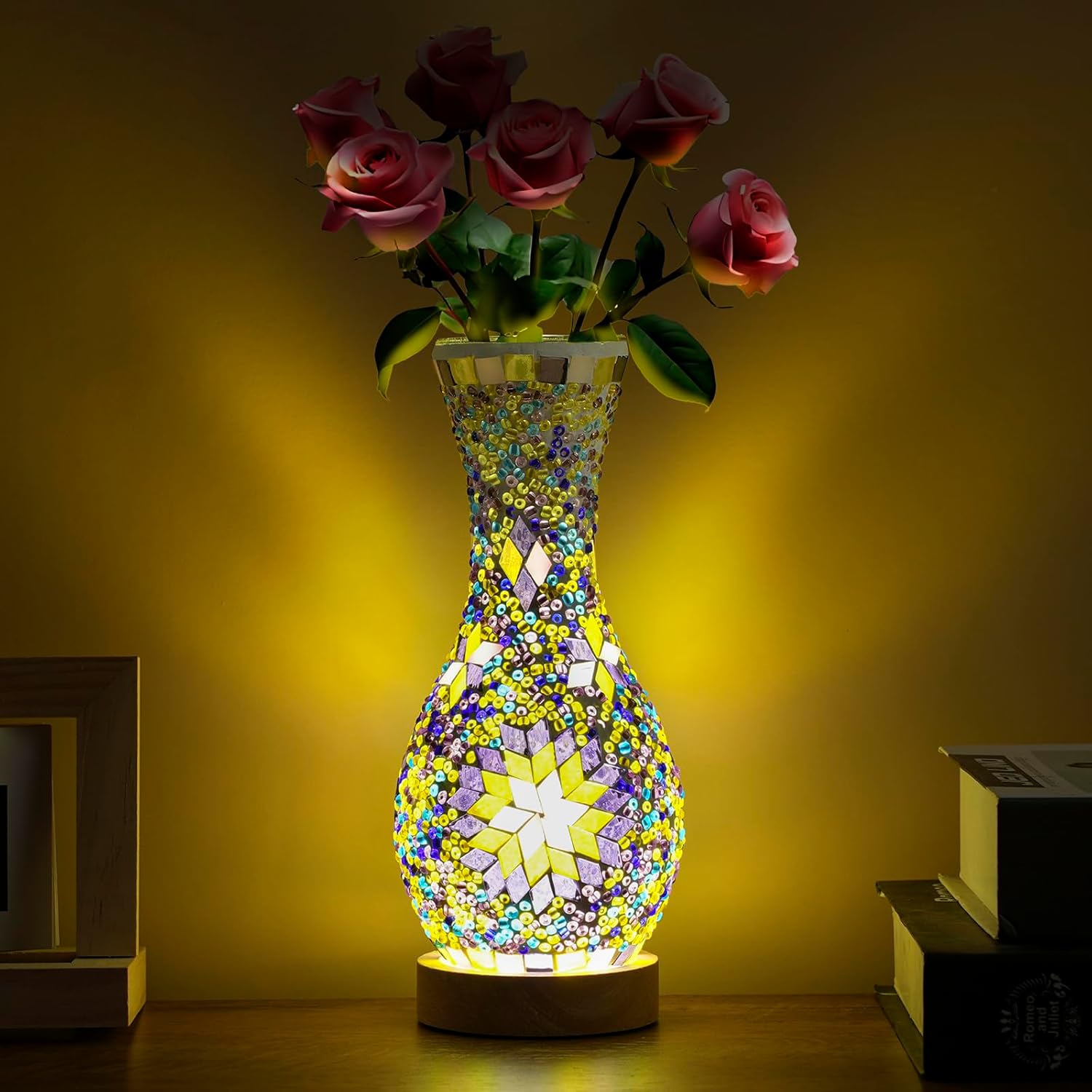 USB Farmhouse Blue Table Lamp — Purple