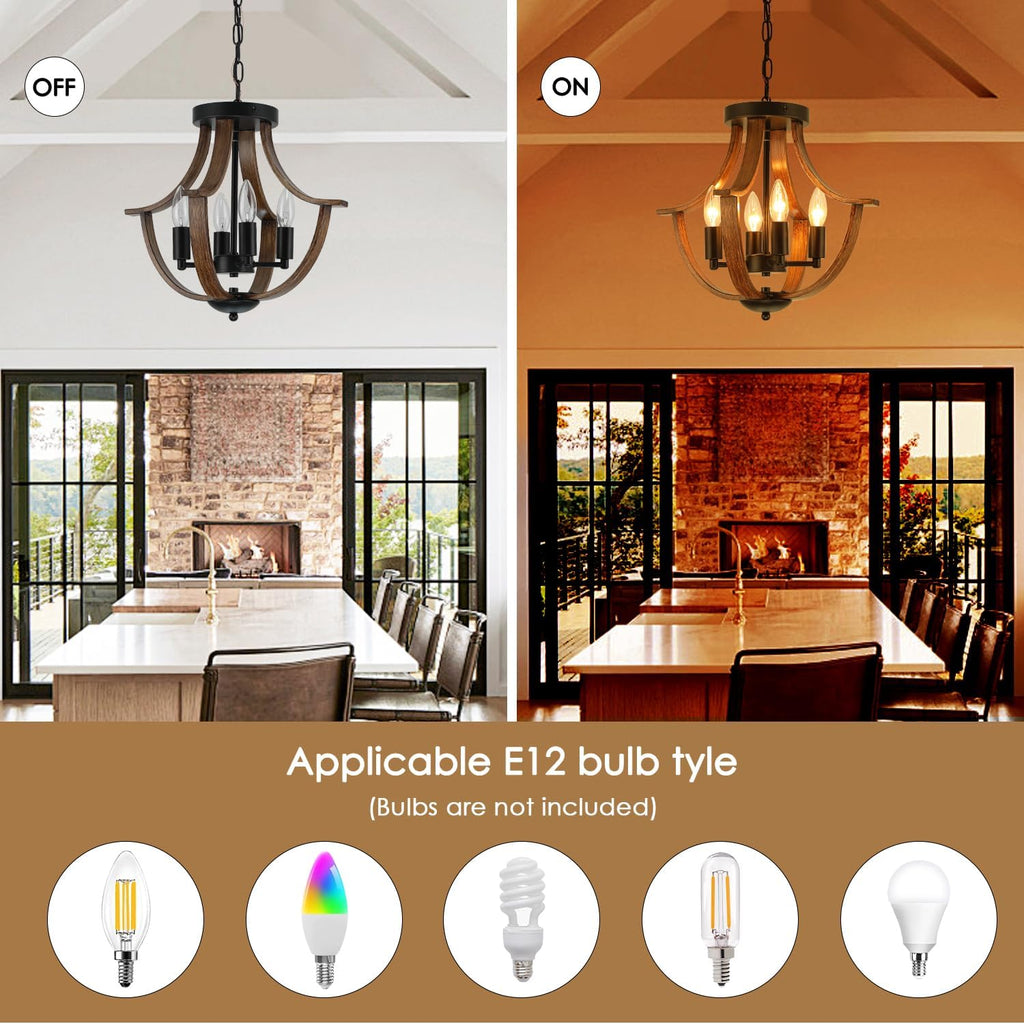 Vintage Farmhouse Black Chandelier — 4-Light - View 7