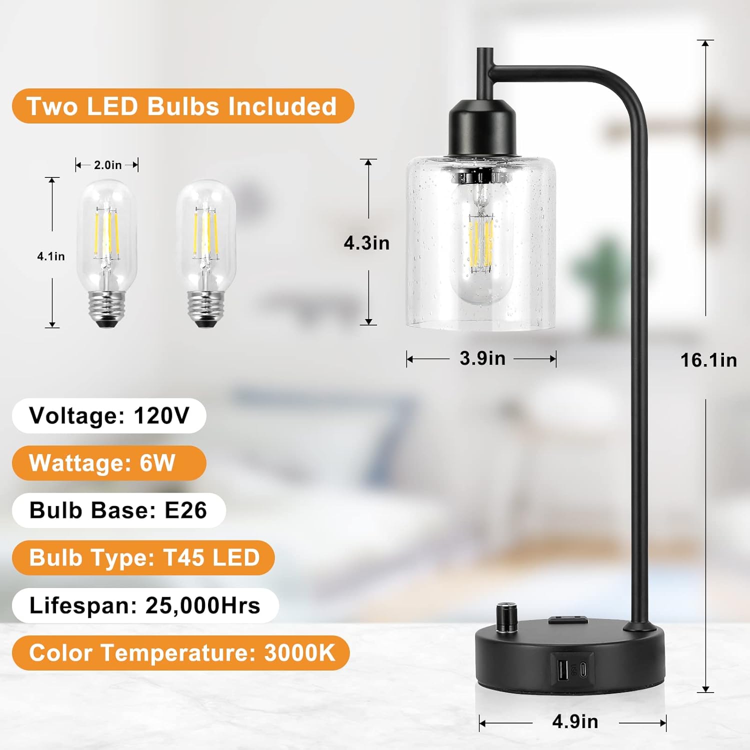 Dimmable Brown Bedside Lamp — Set of 2 - View 2