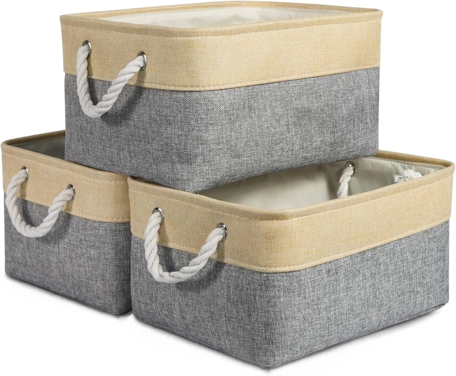 Beige Storage Bin — Gold&Grey