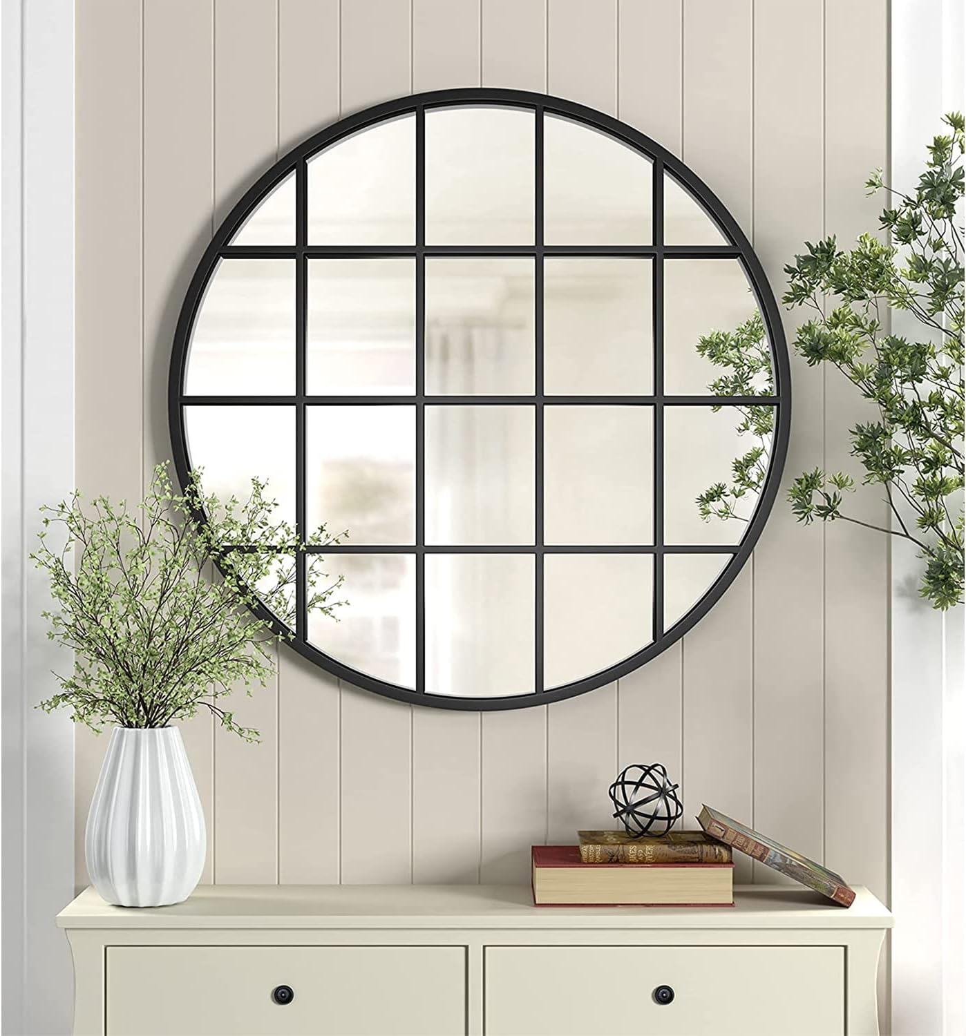 Framed Black Wall Mirror — 36" — 36"L x 36"W