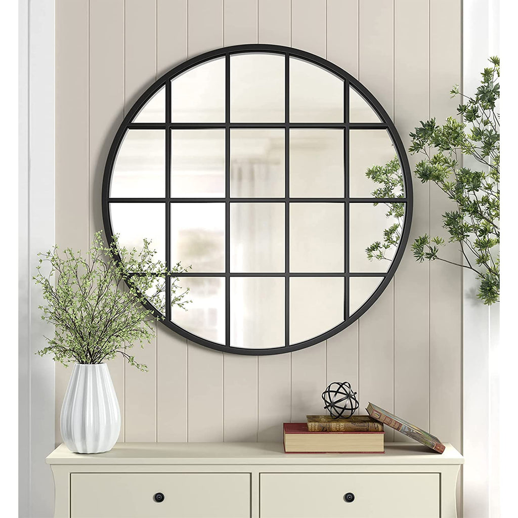 Framed Black Wall Mirror — 36"