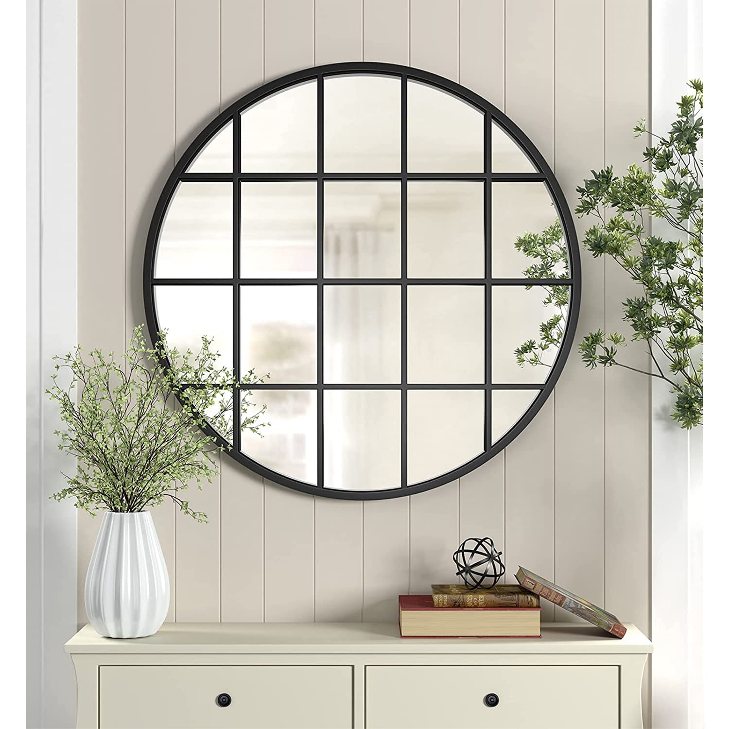 Framed Black Wall Mirror — 36"