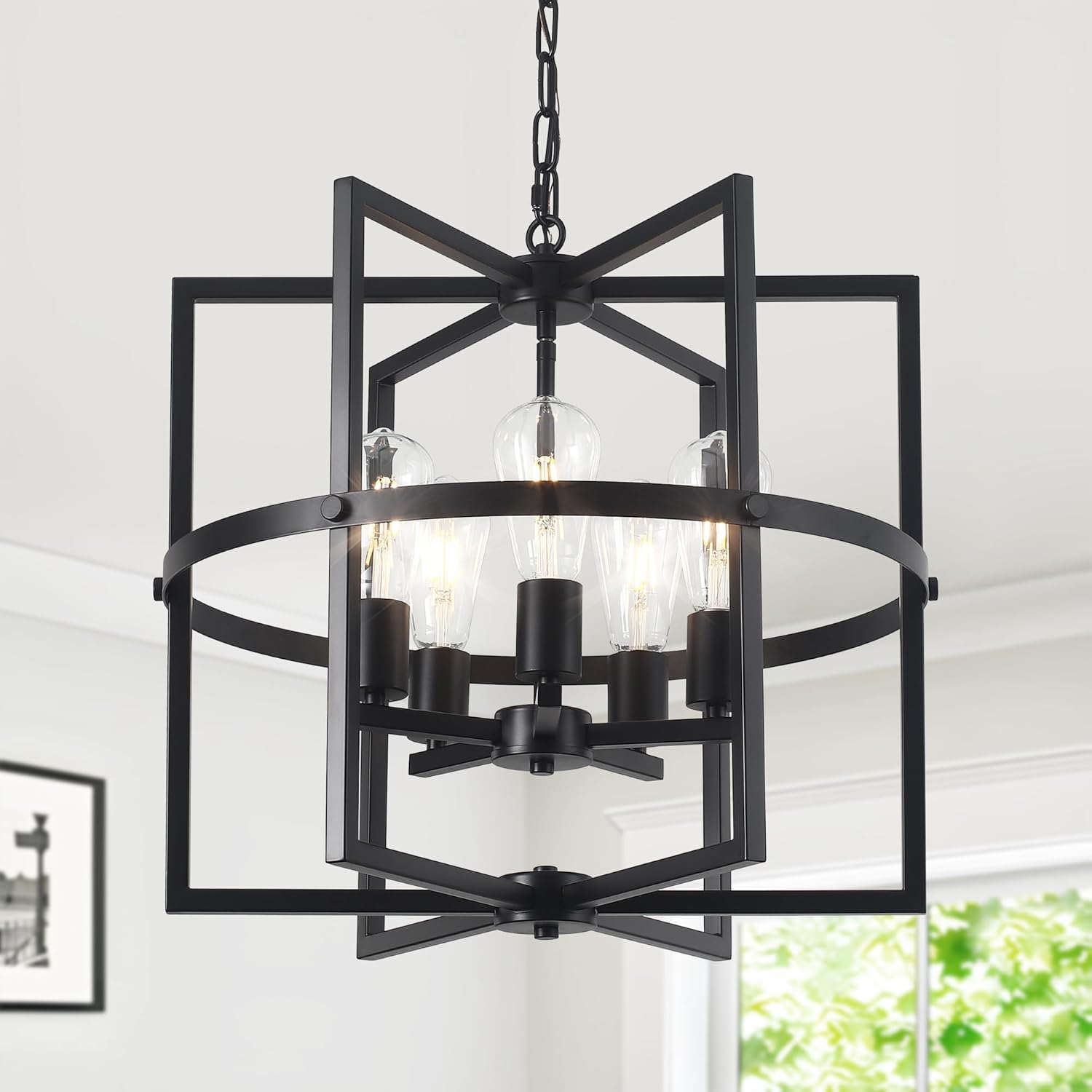 Farmhouse Black Chandelier — 5-Light — 5-Light Black