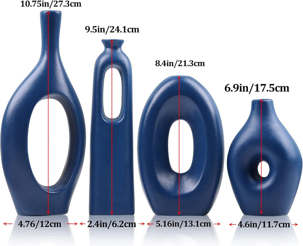 Round Boho Black Vase Set — Set of 4 - View 2