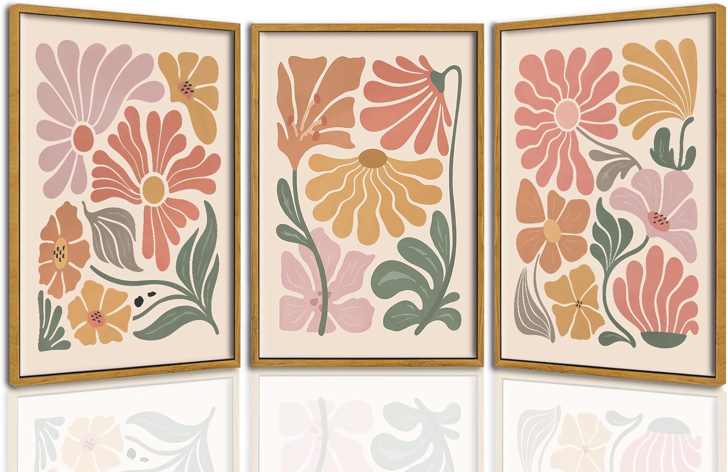 Framed Boho Beige Canvas Wall Art — 12" — Boho