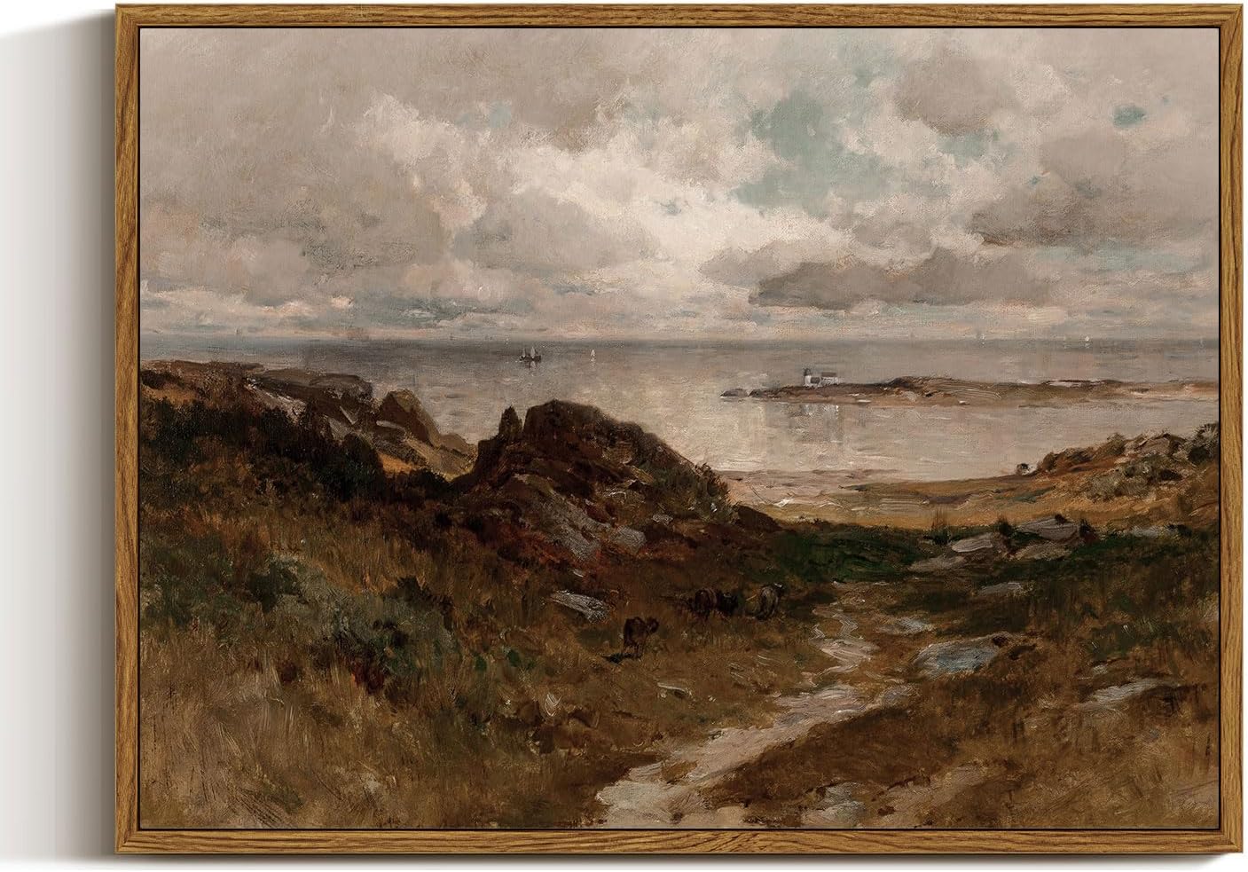 Framed Farmhouse Beige Canvas Wall Art — 10" — Massachusetts Coast