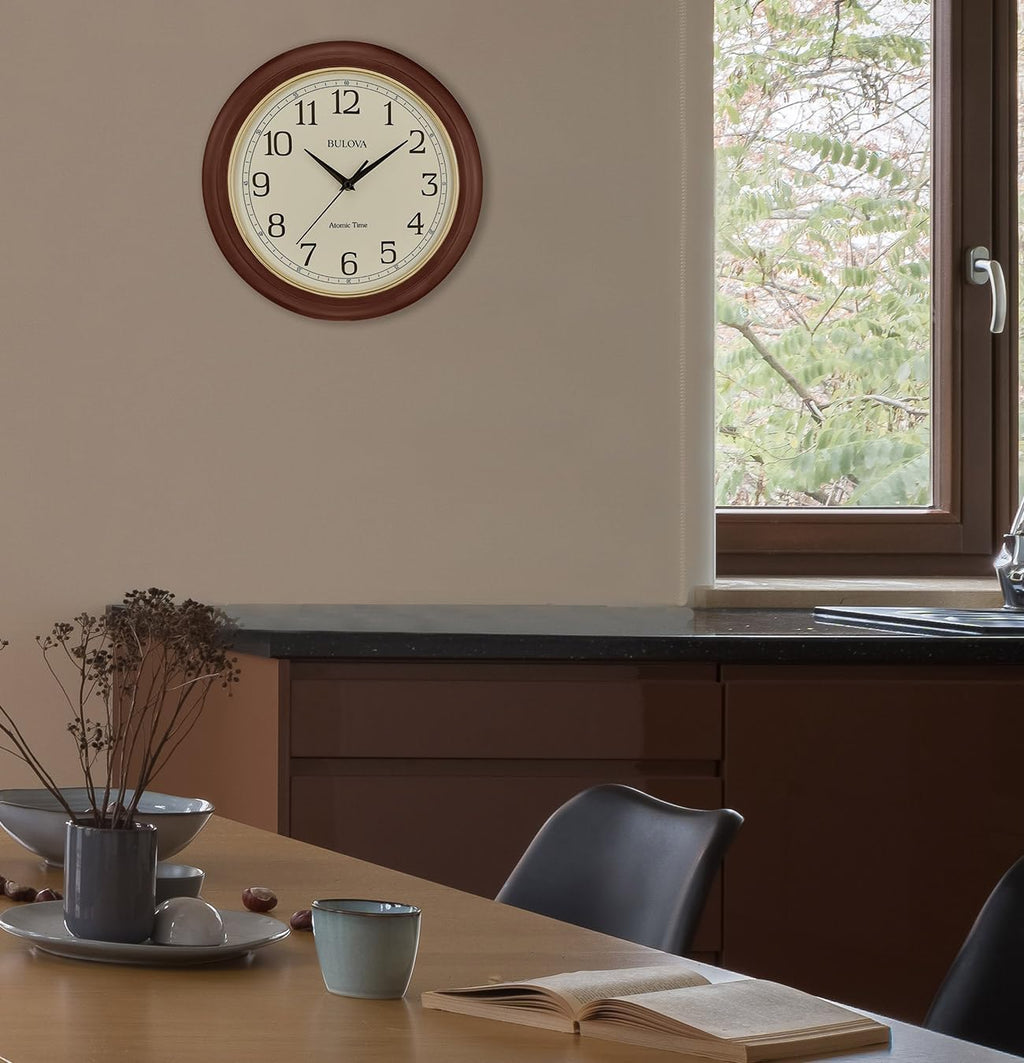 Battery Operated Mid-Century Wood Wall Clock — 12.4" - View 3