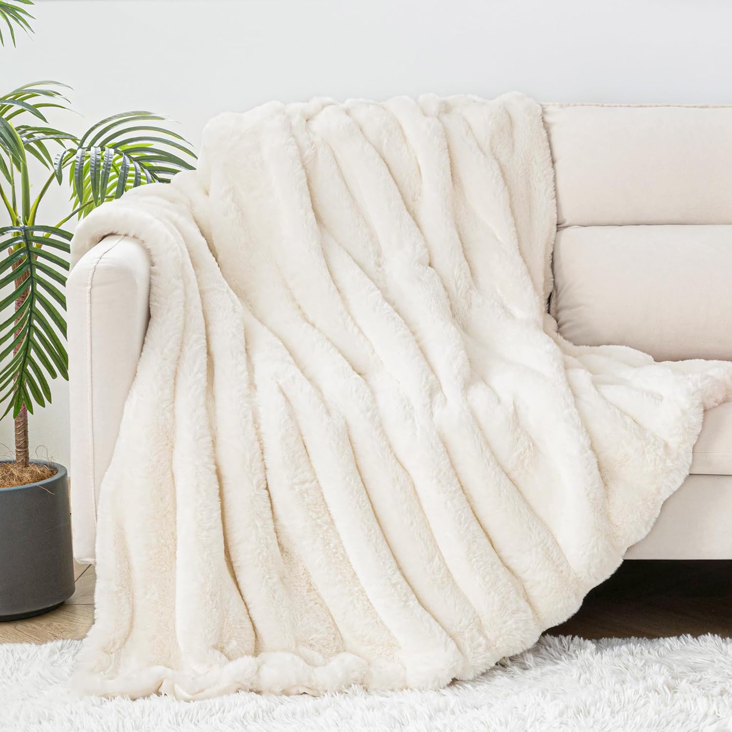 Luxe Beige Throw Pillow — 50" - View 5