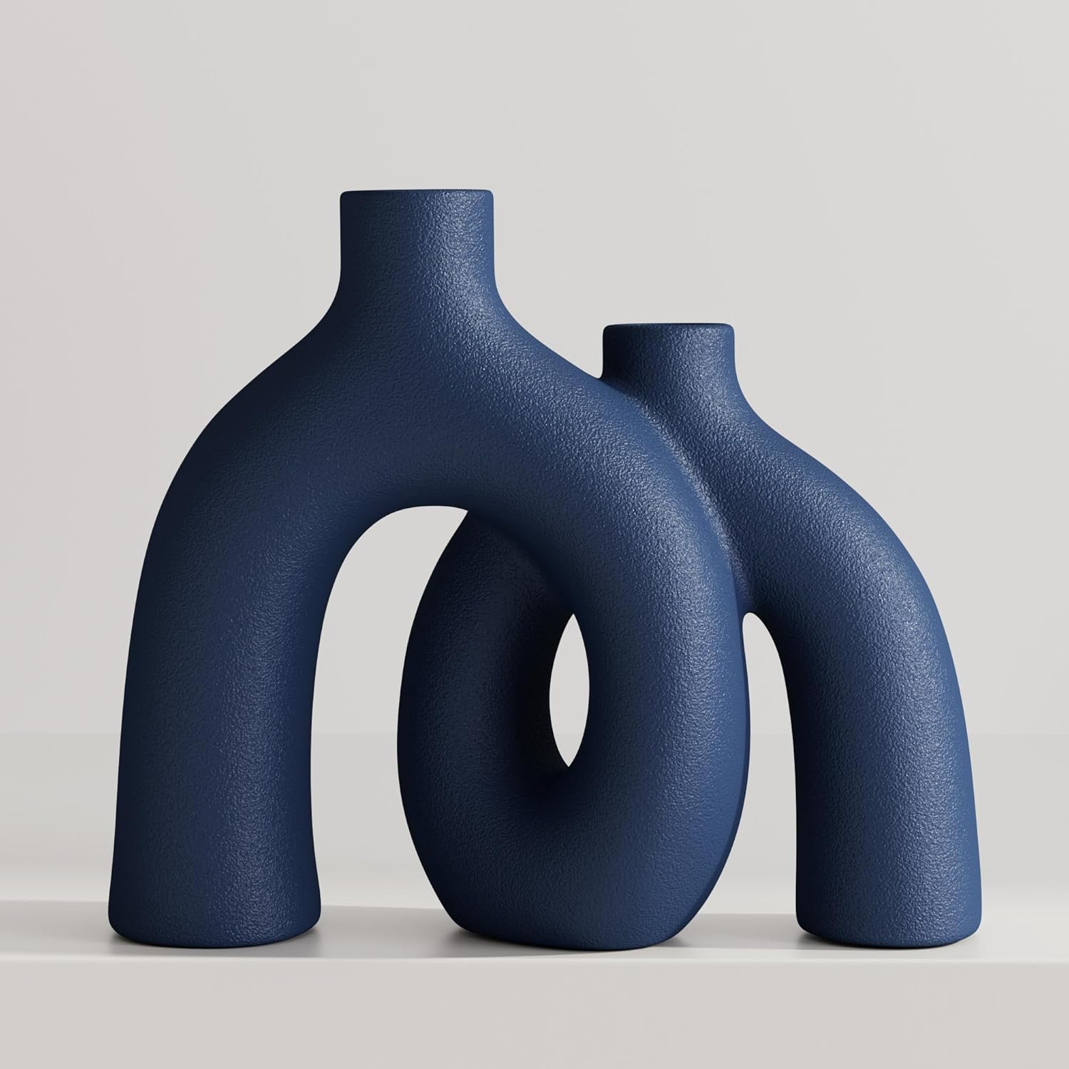 Boho Beige Decorative Vase — Navy Blue