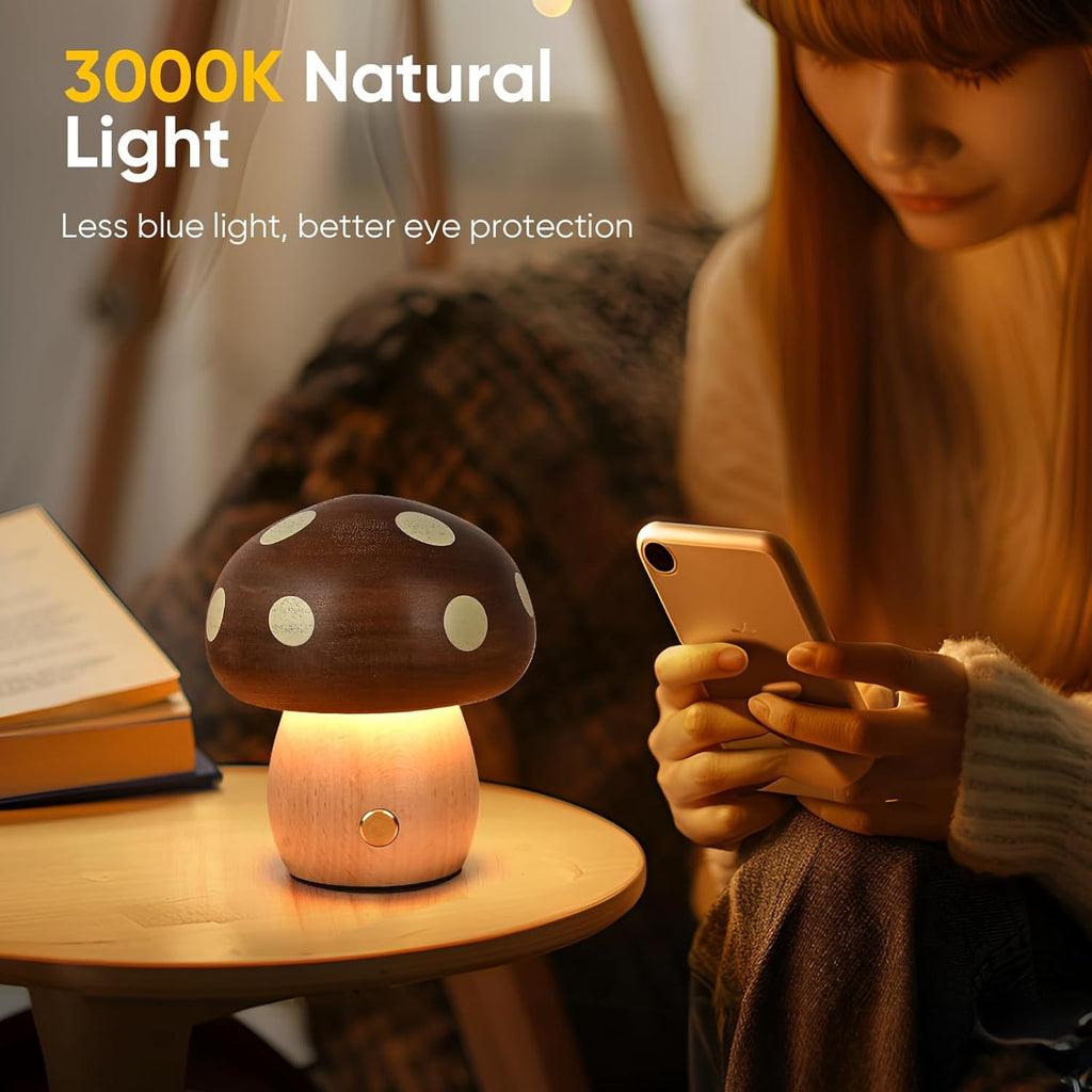 Cordless Wood Bedside Lamp - View 3
