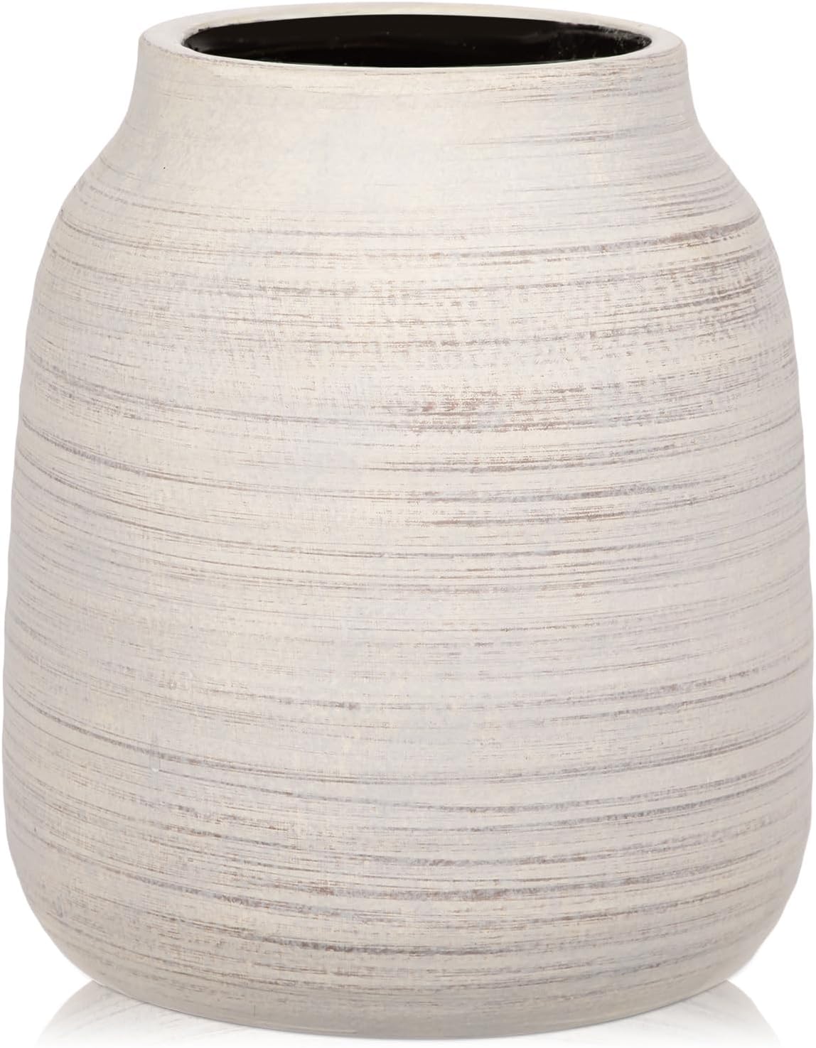 Vintage Farmhouse Brown Vase — 6" — Shabby White