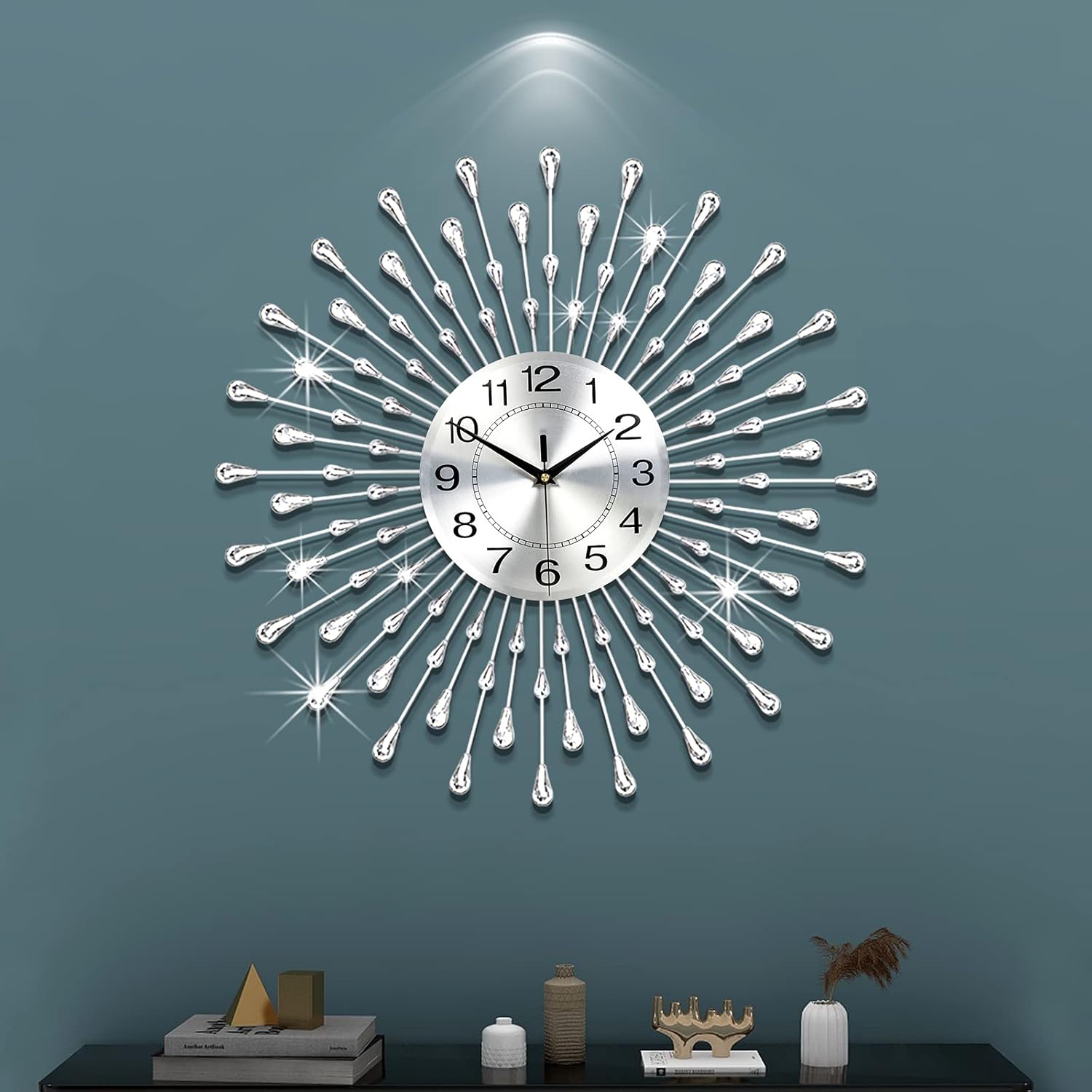Battery Operated Luxe Black Wall Decor — 24" — Silver