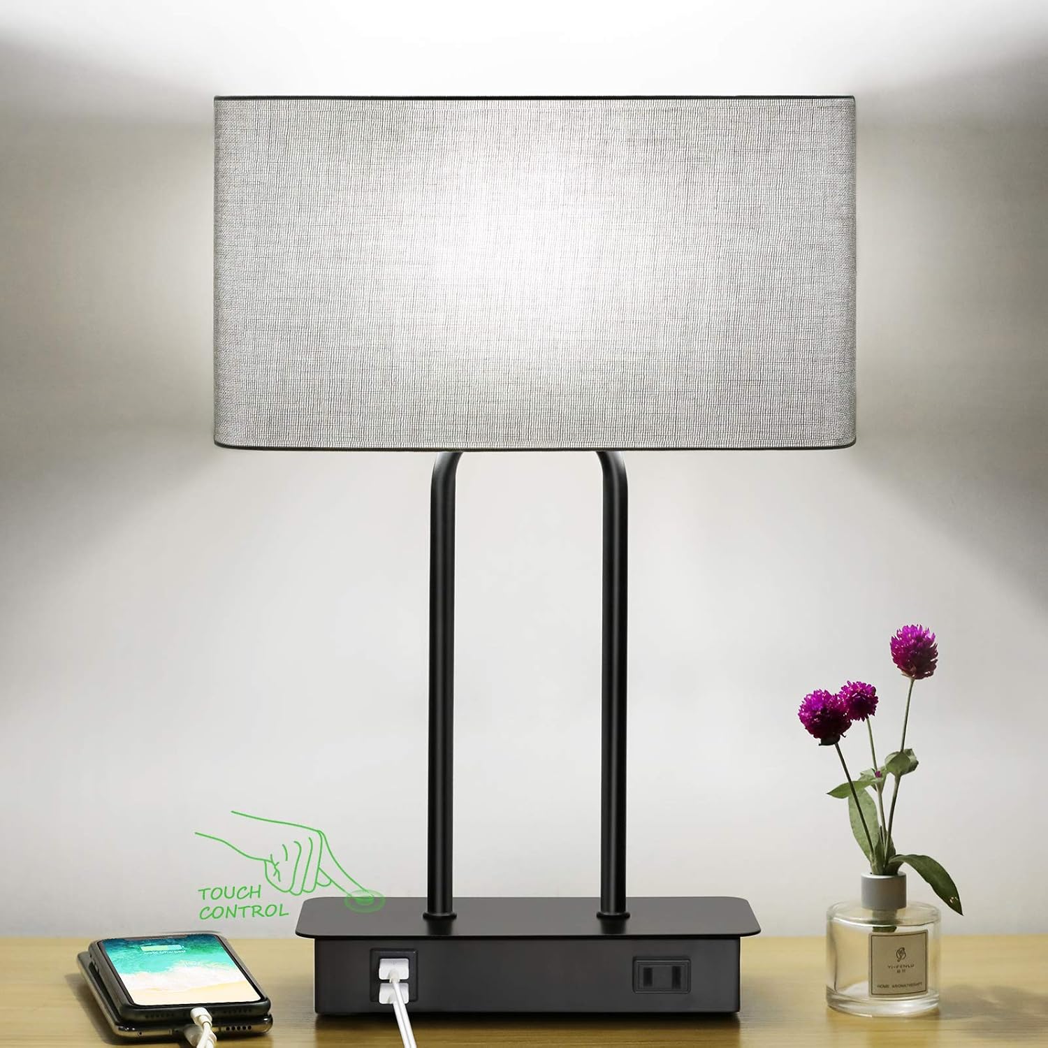 Dimmable Modern Beige Desk Lamp — Gray