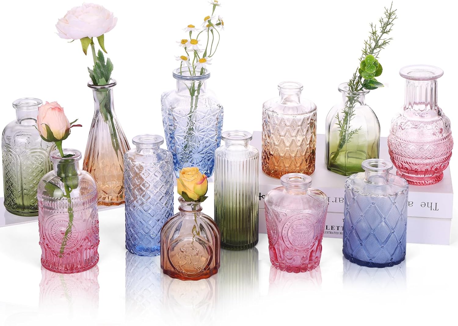 Vintage Blue Flower Vase — Multicolor