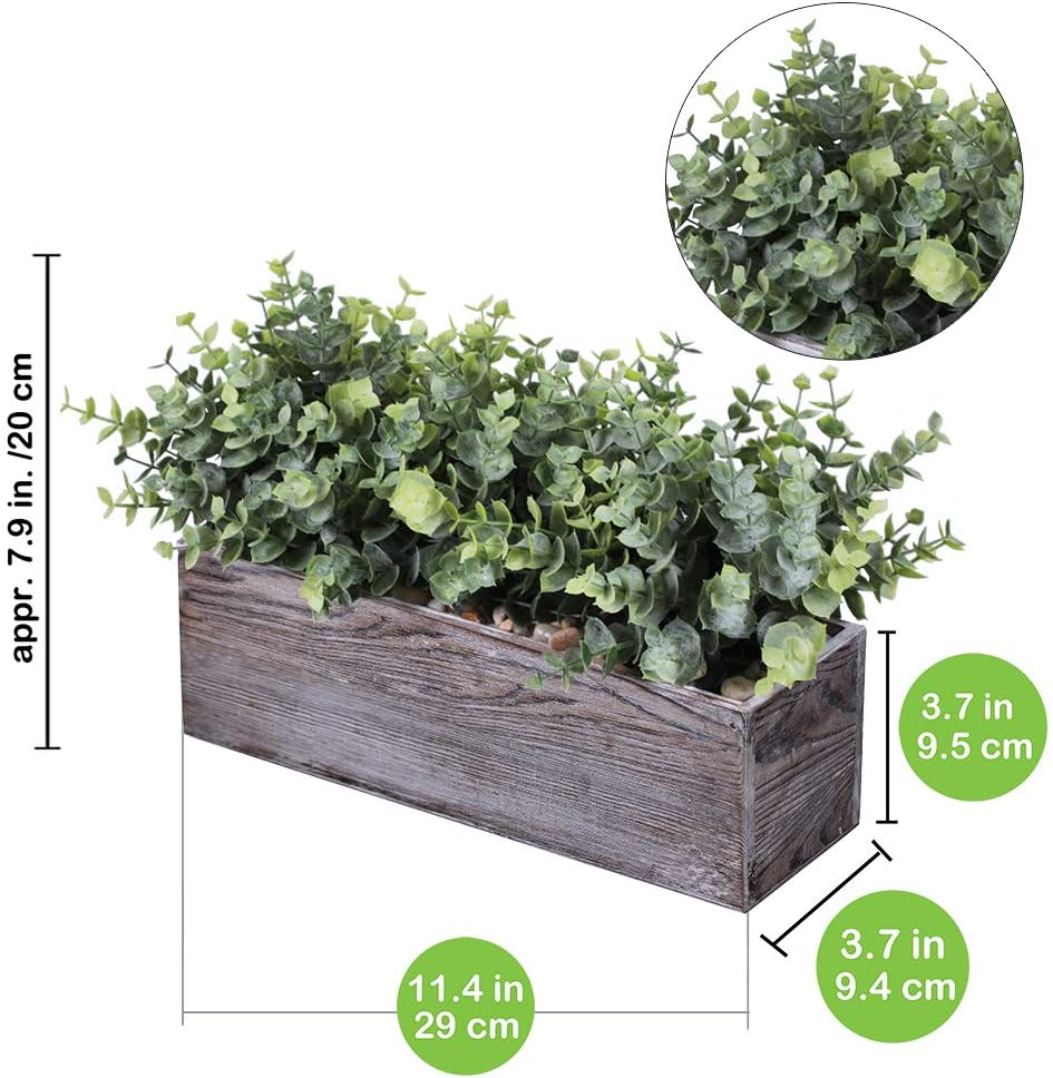 Rectangular Farmhouse Wood Artificial Plant - View 2