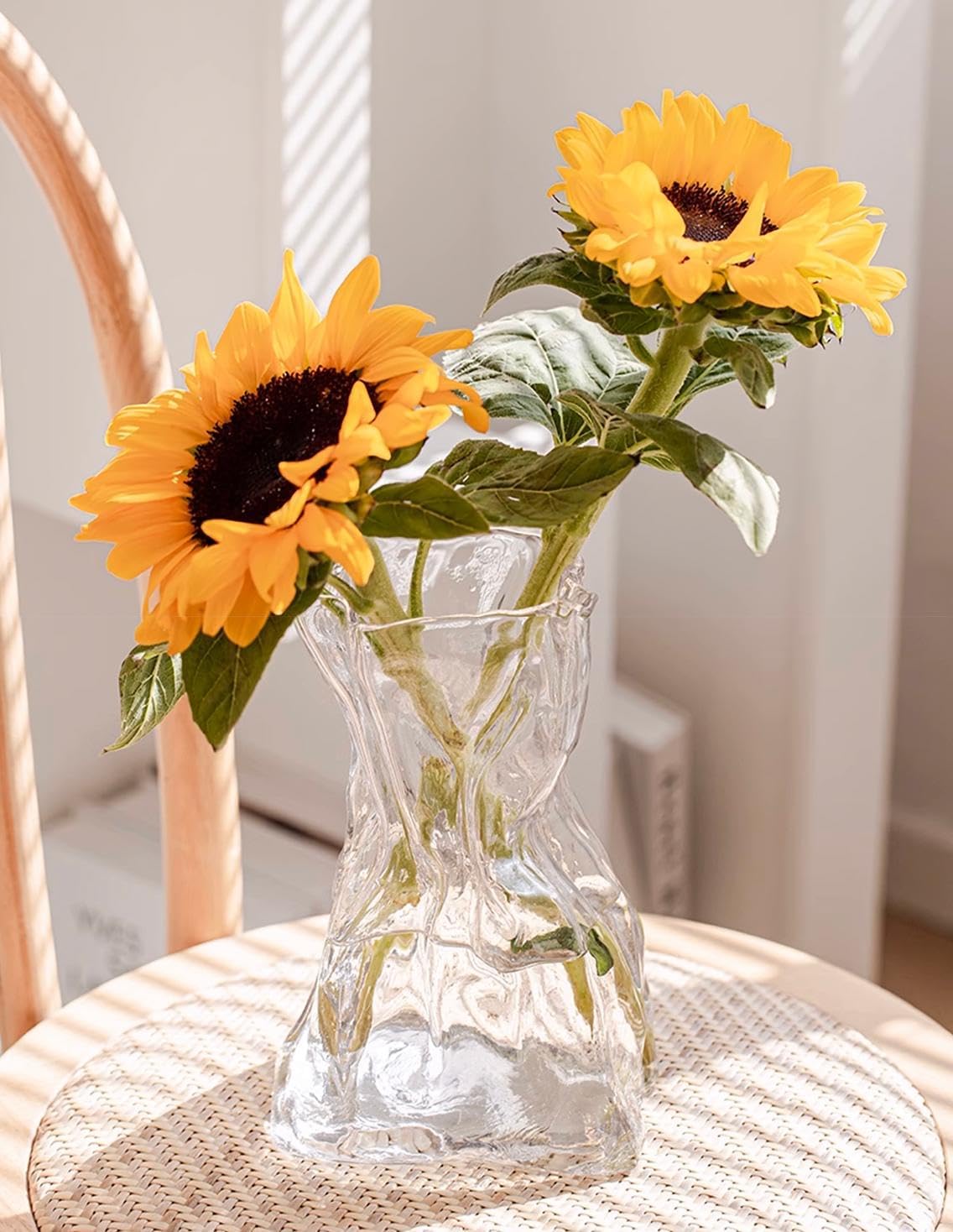 Modern Beige Flower Vase — 6" — Clear