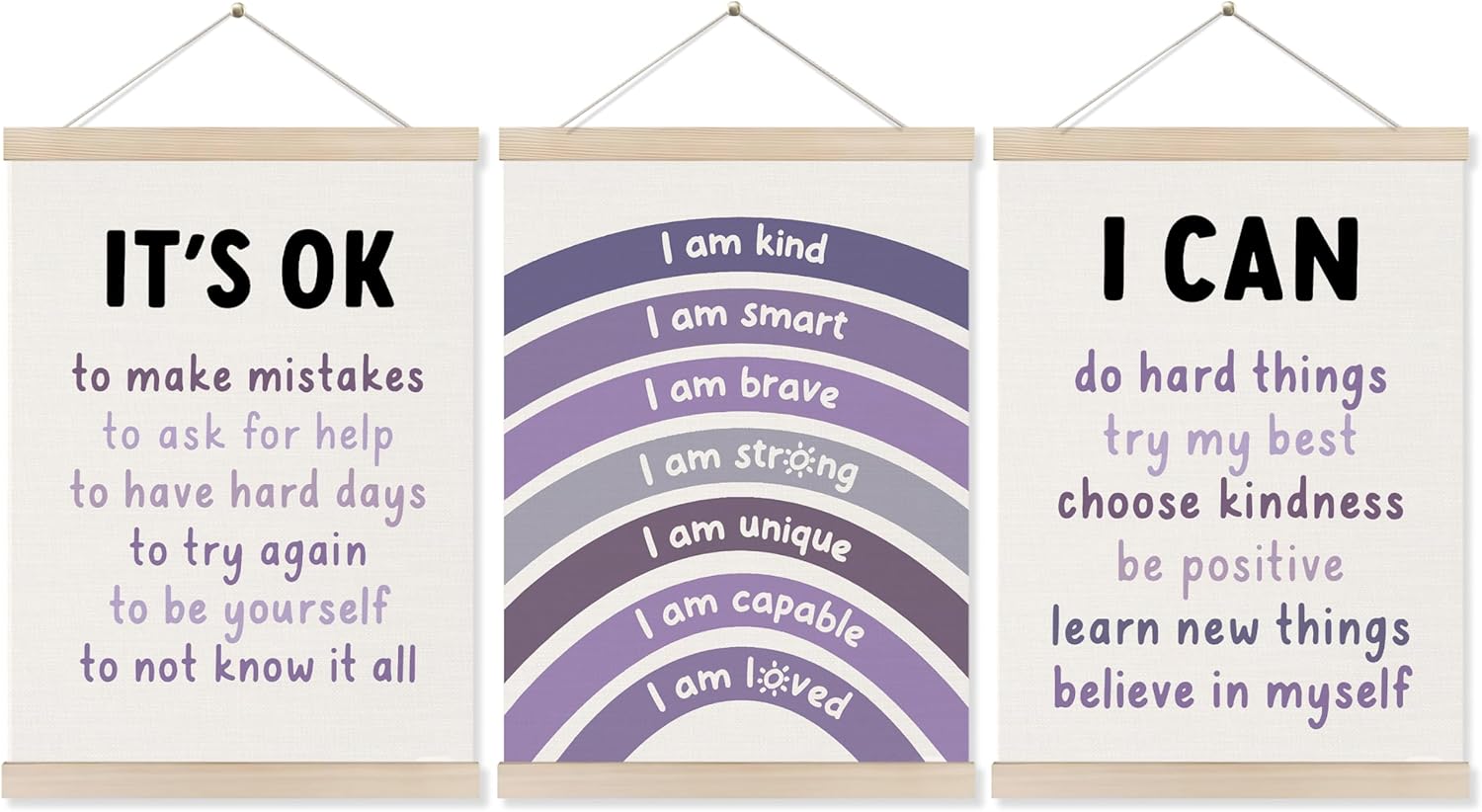 Framed Boho Fabric Wall Decor — 16" — Inspirational Classroom Rainbow 1