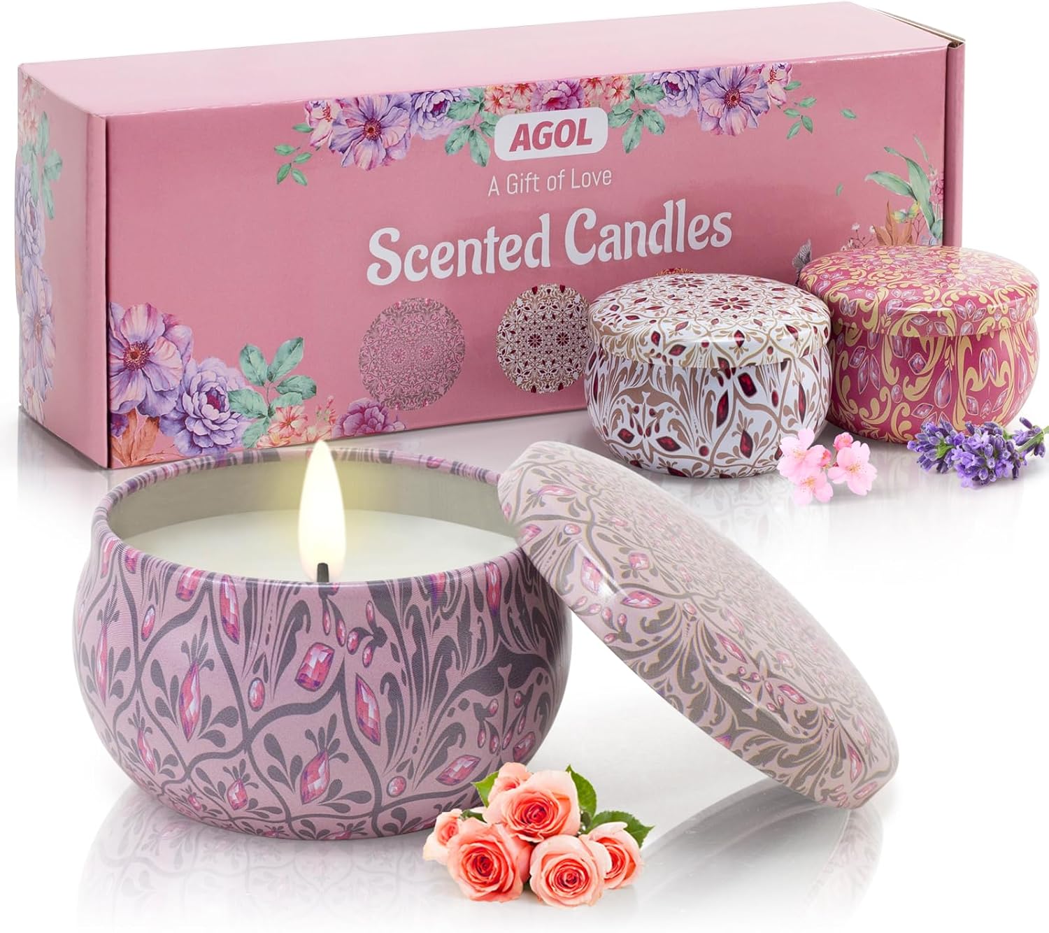Scented Pink Candle — Lavender+Rose+Cherry