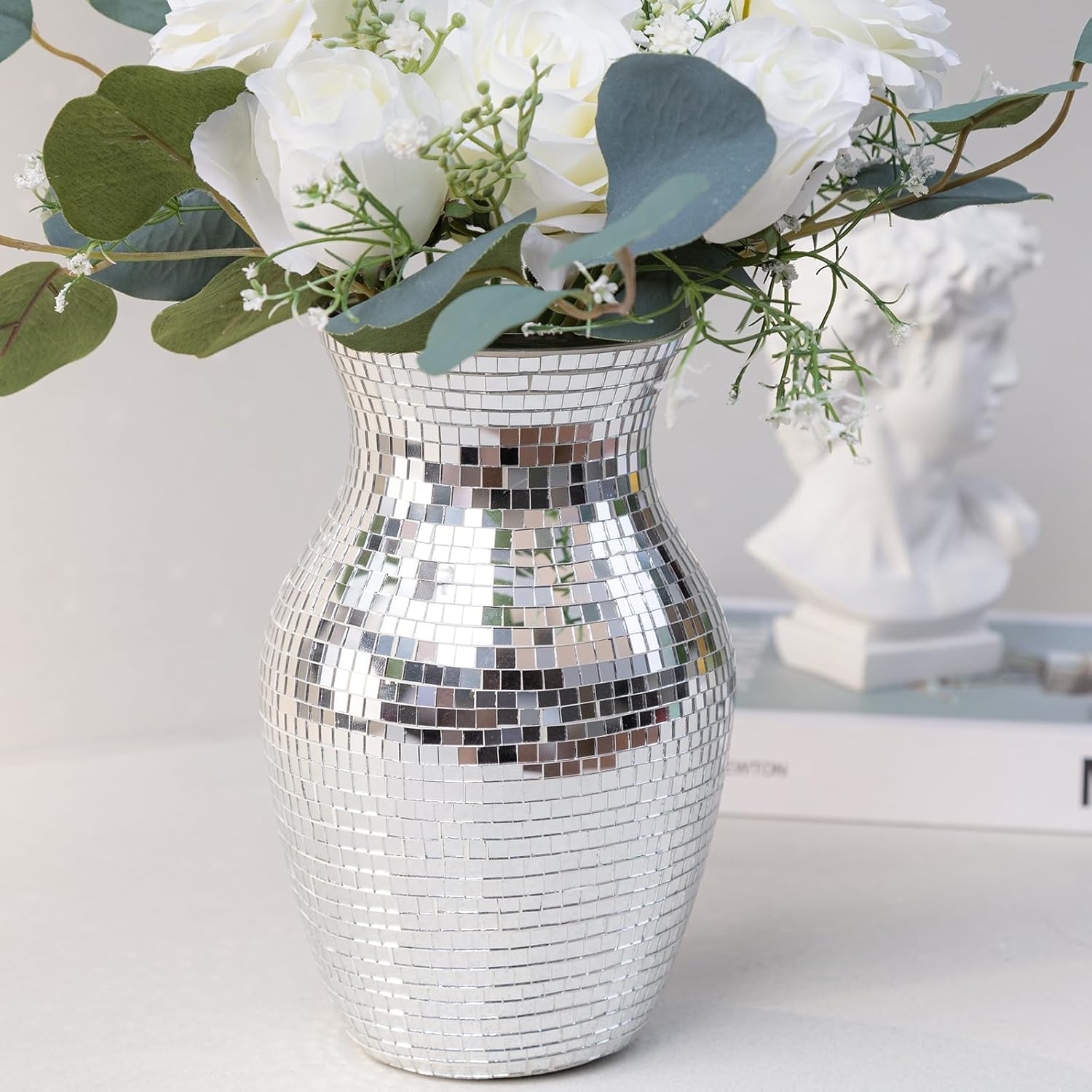 Modern Blue Flower Vase — 8" — Silver